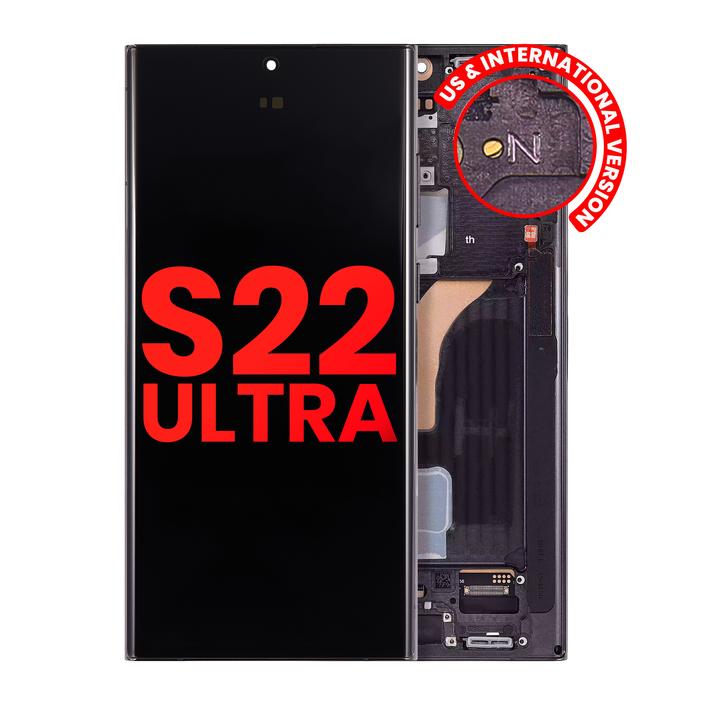 Oled Assembly With Frame Compatible For Samsung Galaxy S22 Ultra 5G (Us & International Version) (Aftermarket Plus) (Phantom Black)
