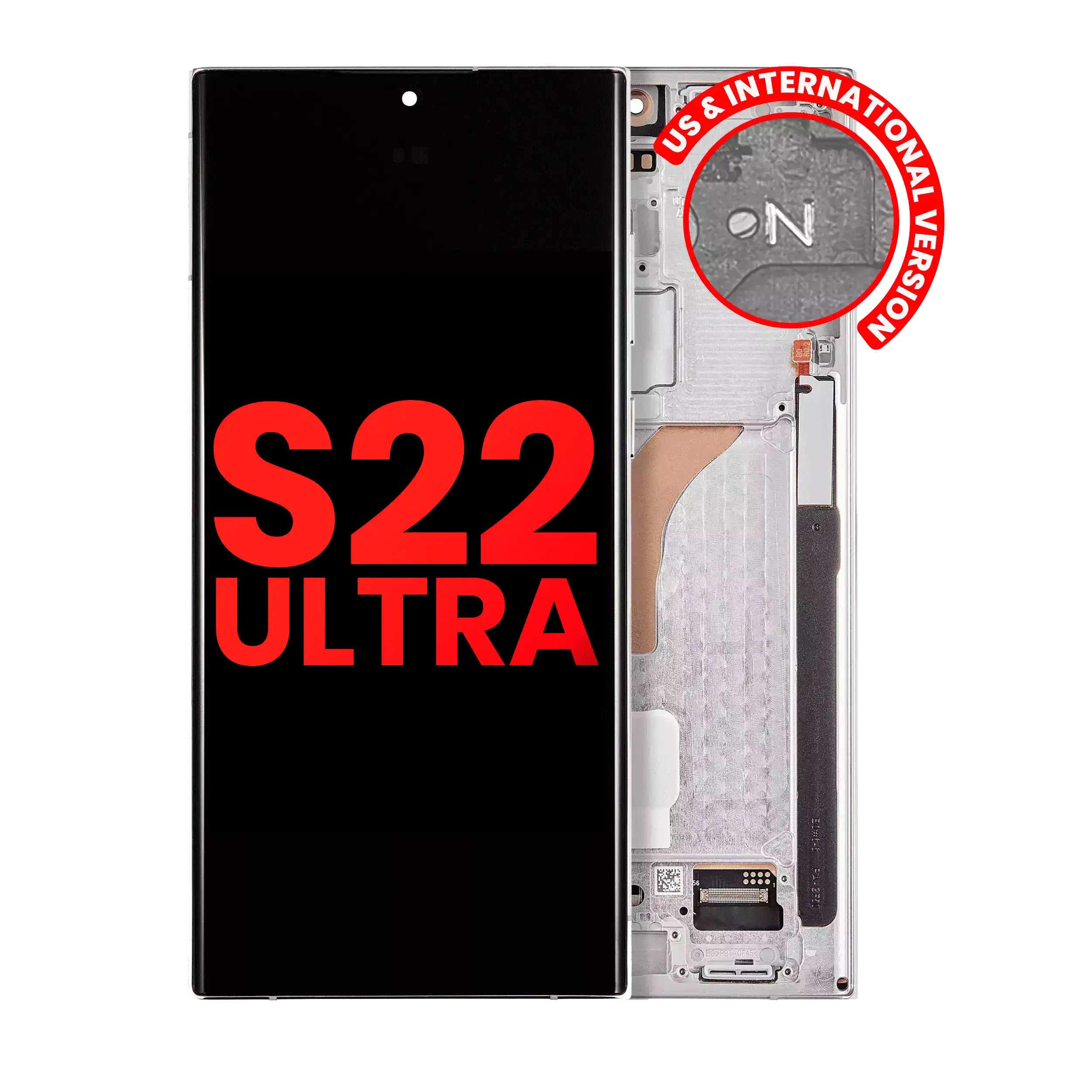 Oled Assembly With Frame Compatible For Samsung Galaxy S22 Ultra 5G (Us & International Version) (Aftermarket Plus) (Phantom White)