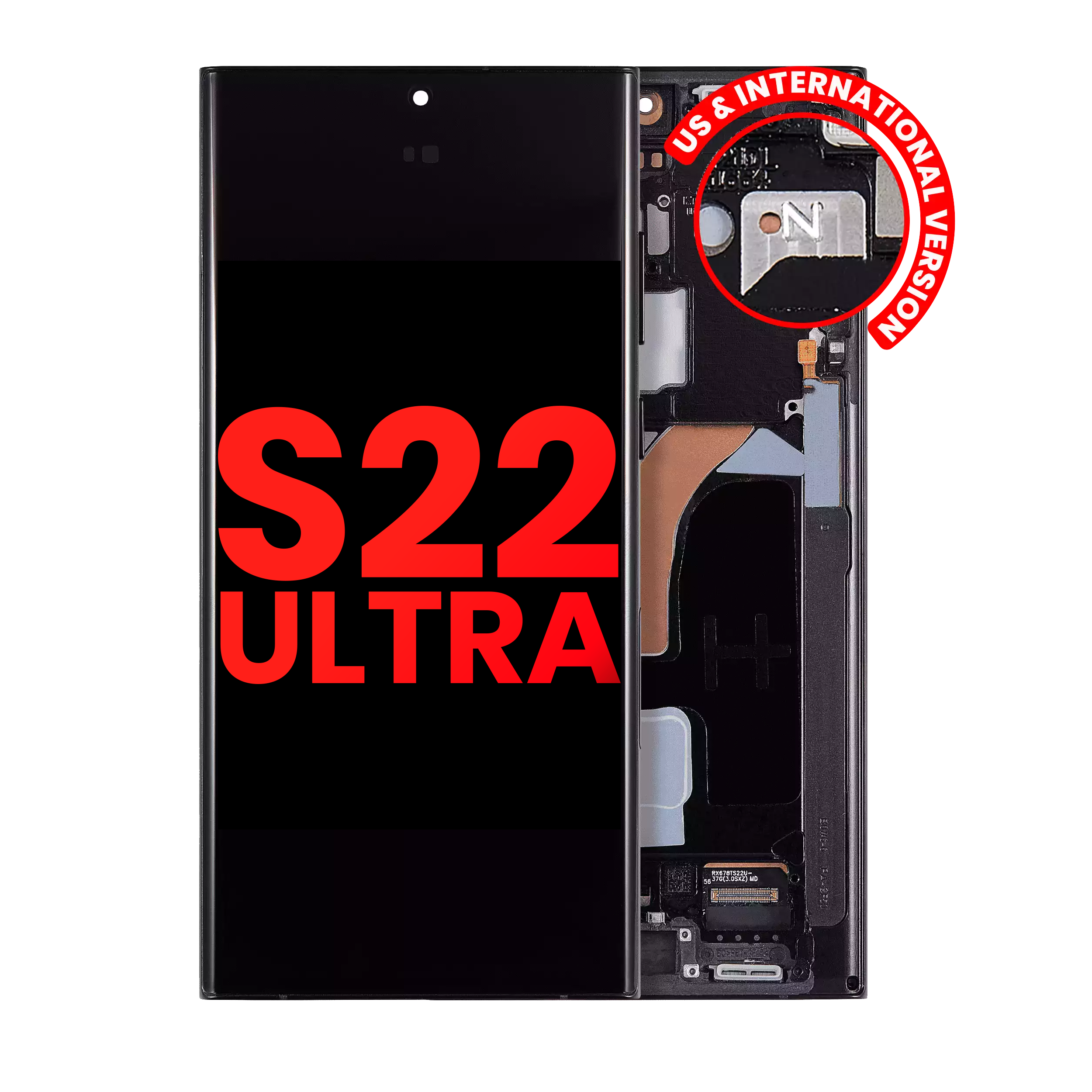 Oled Assembly With Frame Compatible For Samsung Galaxy S22 Ultra 5G (Us & International Version) (Aftermarket Plus) (Graphite)