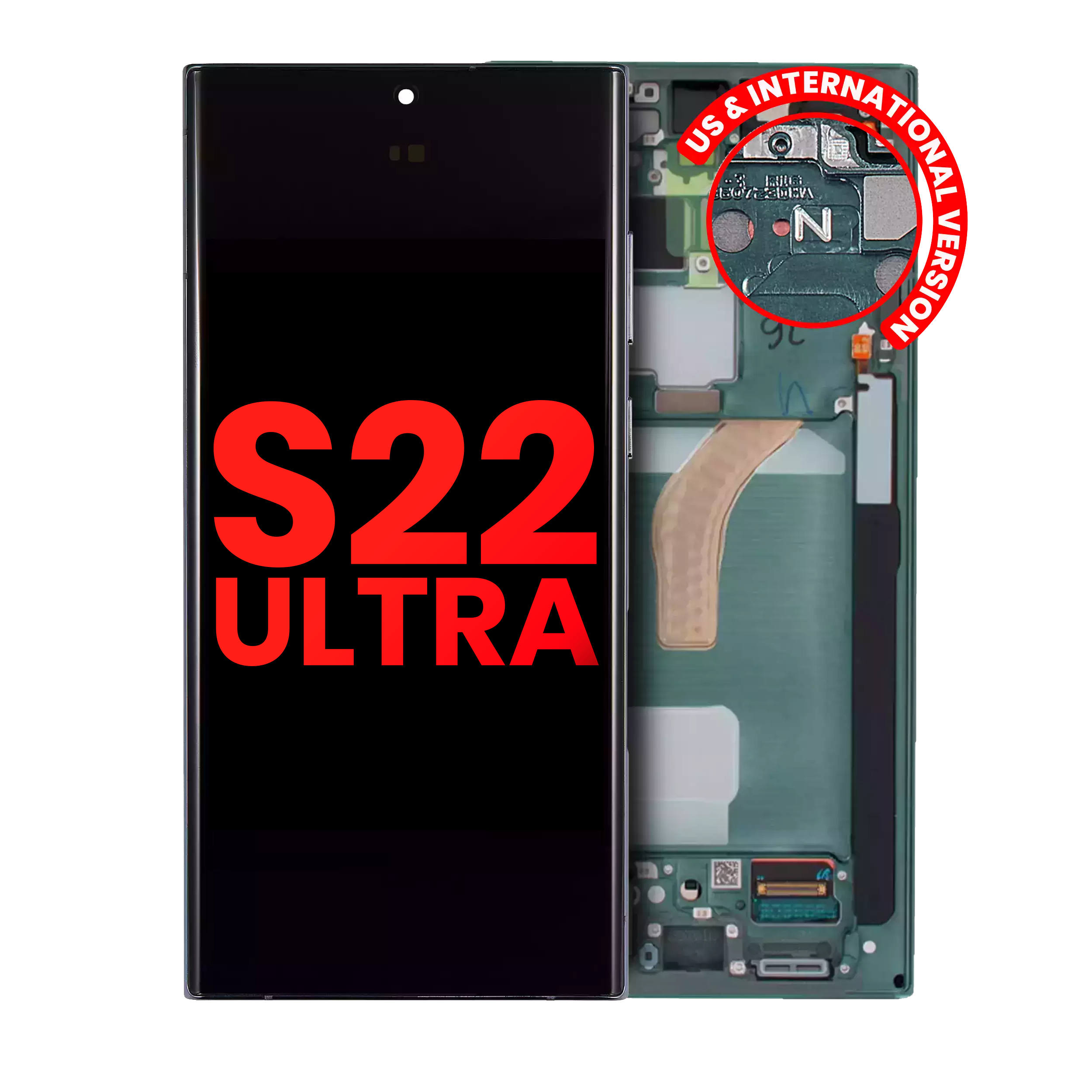 Oled Assembly With Frame Compatible For Samsung Galaxy S22 Ultra 5G (Us & International Version) (Aftermarket Plus) (Green)