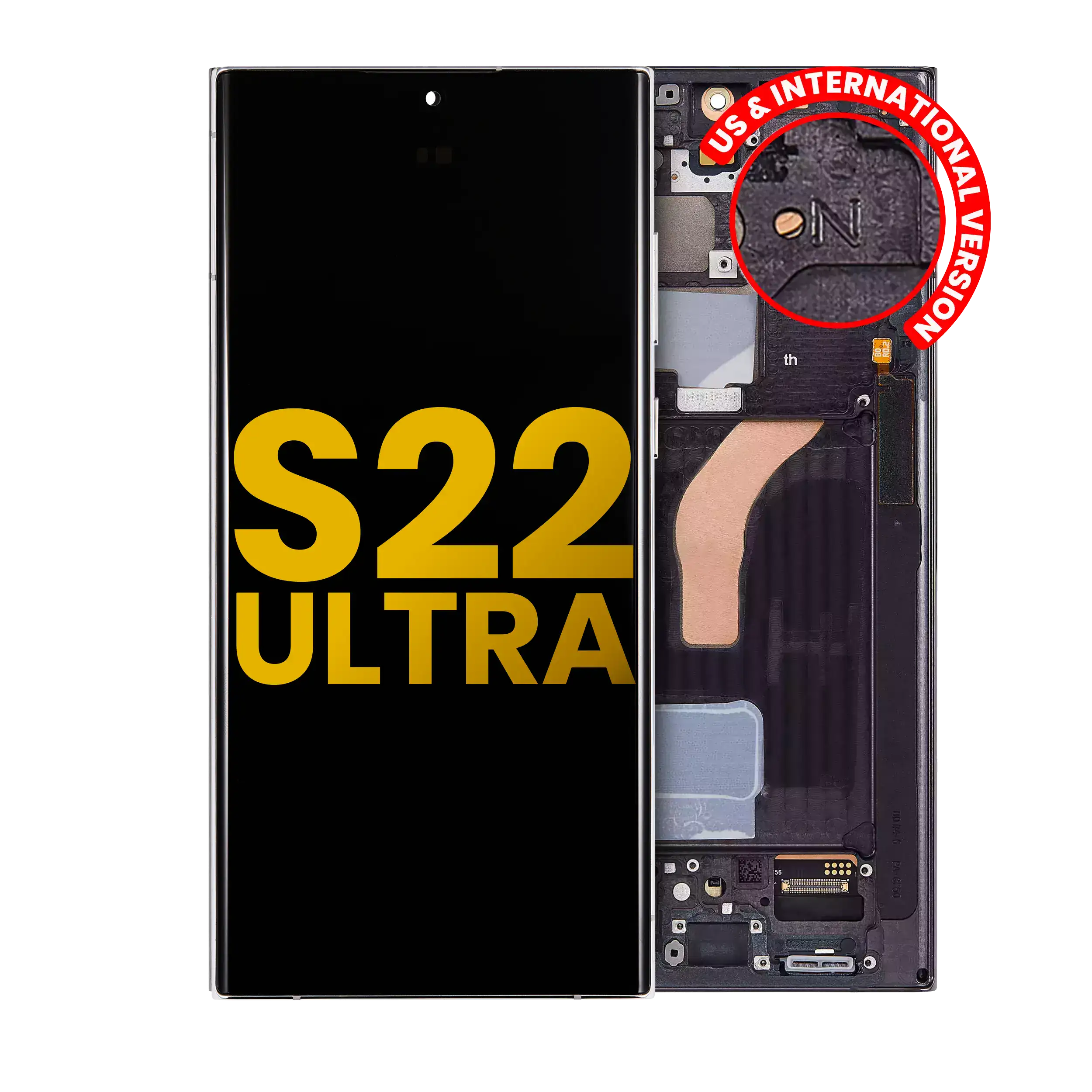 Oled Assembly With Frame Compatible For Samsung Galaxy S22 Ultra 5G (Us & International Version) (Refurbished) (Phantom Black)