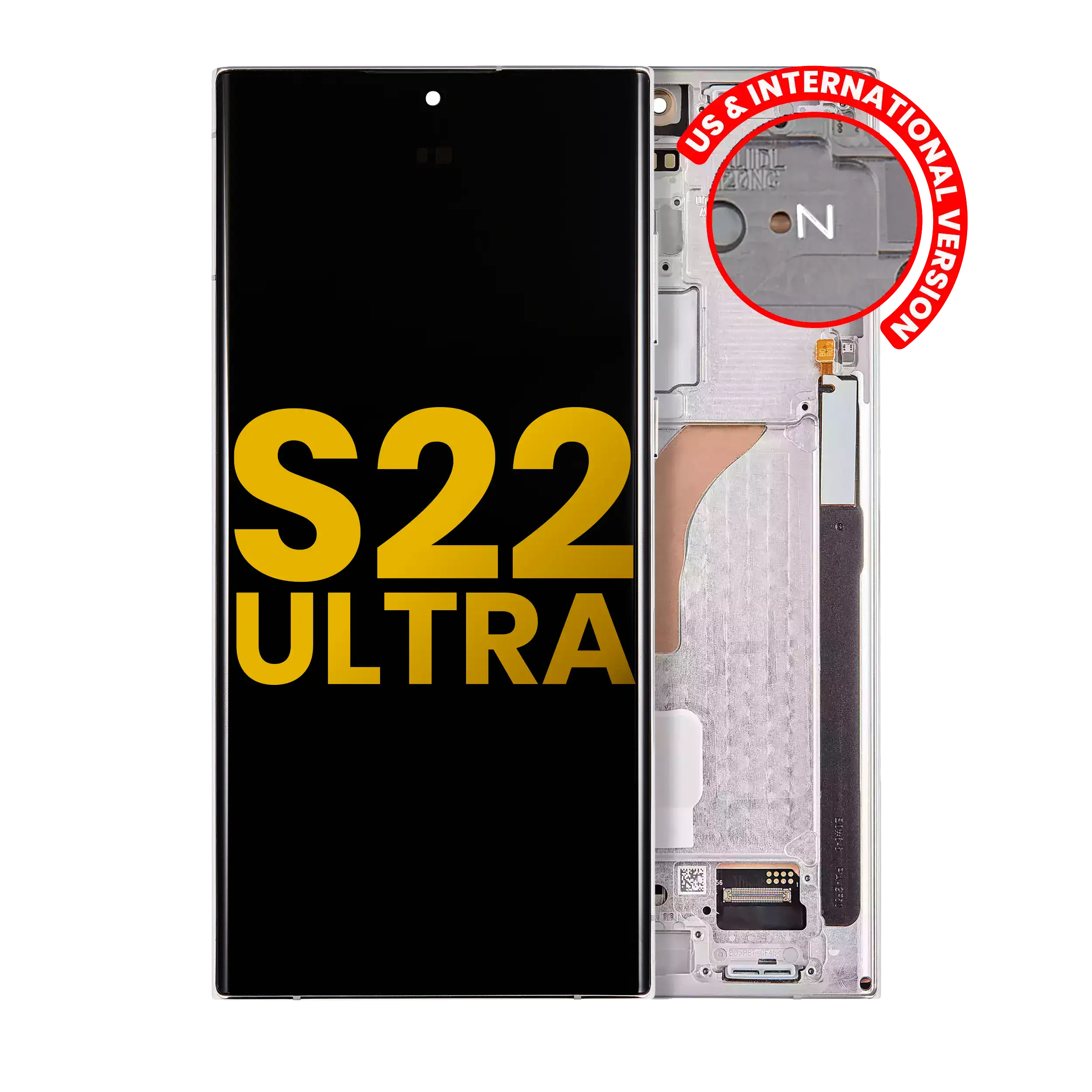 Oled Assembly With Frame Compatible For Samsung Galaxy S22 Ultra 5G (Us & International Version) (Refurbished) (Phantom White)
