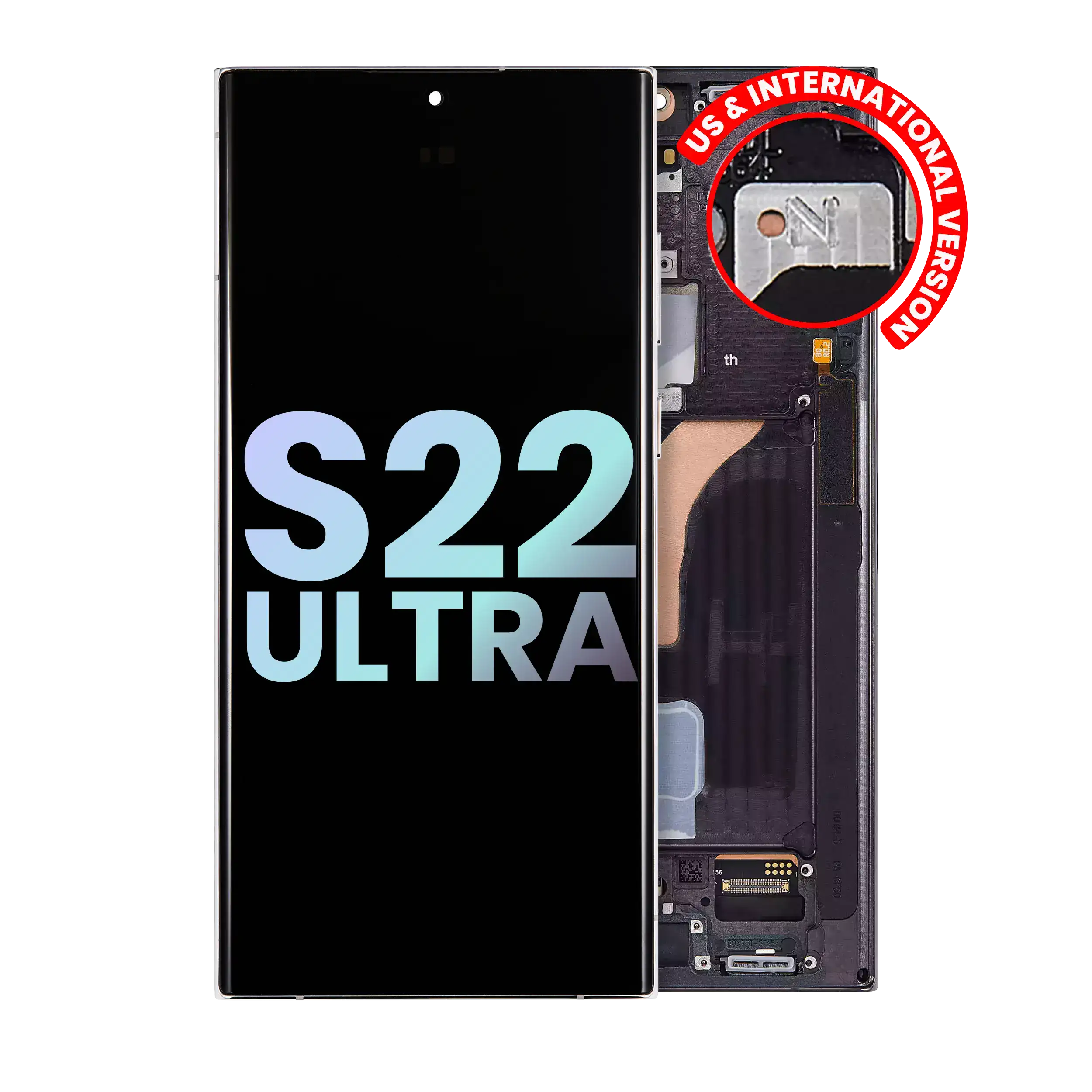Oled Assembly With Frame Compatible For Samsung Galaxy S22 Ultra 5G (Service Pack) (Phantom Black)