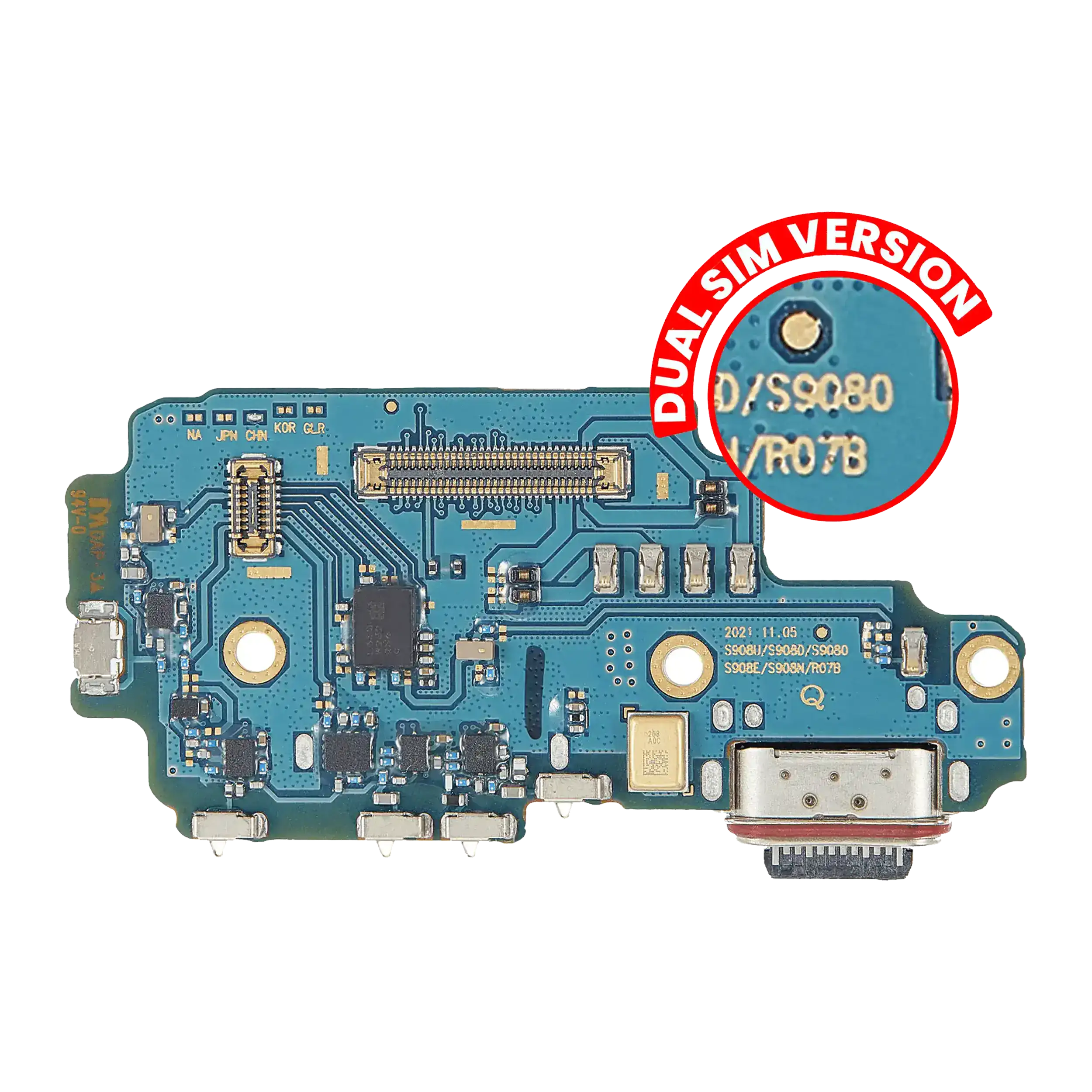 Charging Port Board With Sim Card Reader Compatible For Samsung Galaxy S22 Ultra 5G (S9080)  (Dual Sim Version) (Premium)