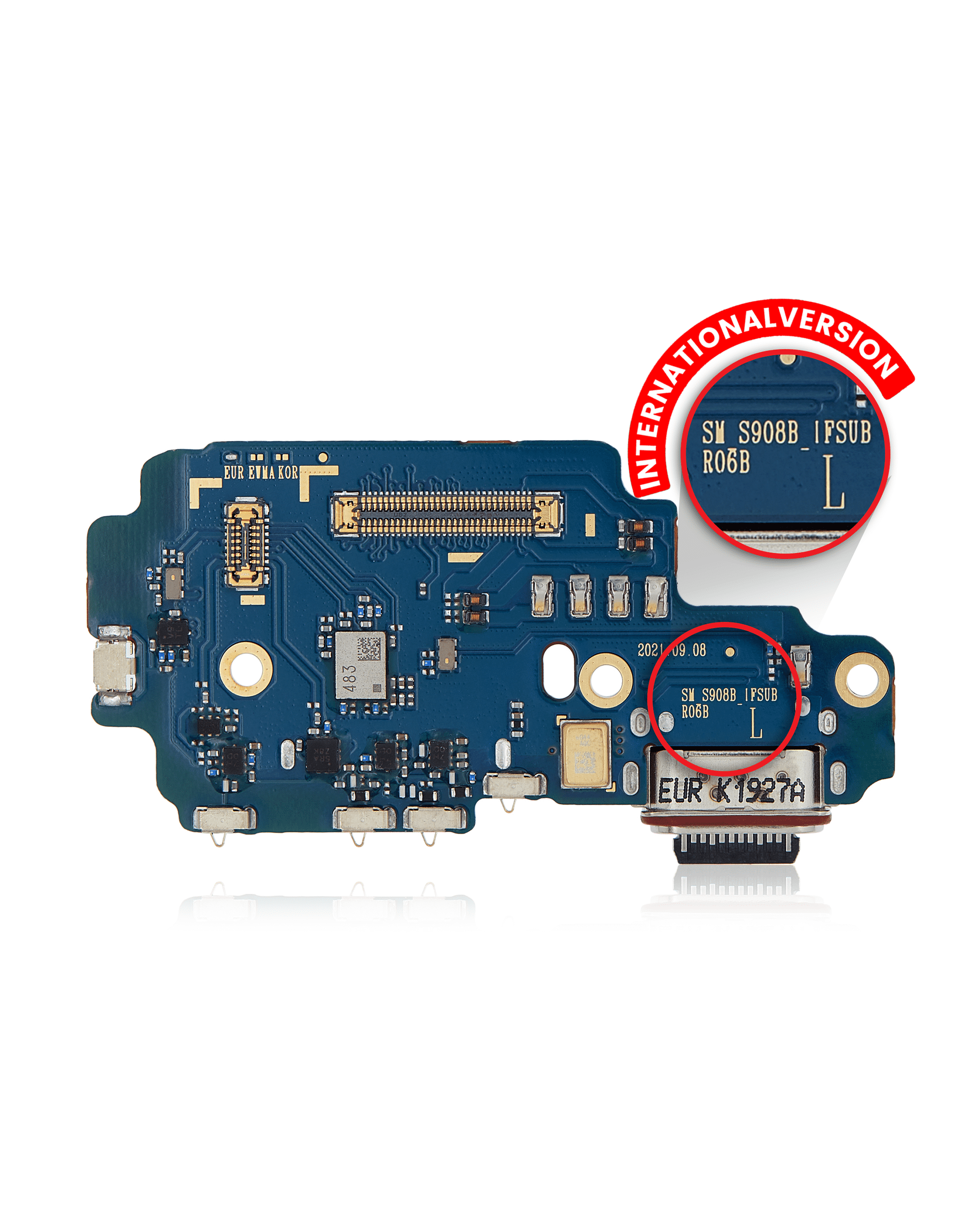 Charging Port Board With Sim Card Reader Compatible For Samsung Galaxy S22 Ultra 5G (S908B/N) (International Version) (Premium)