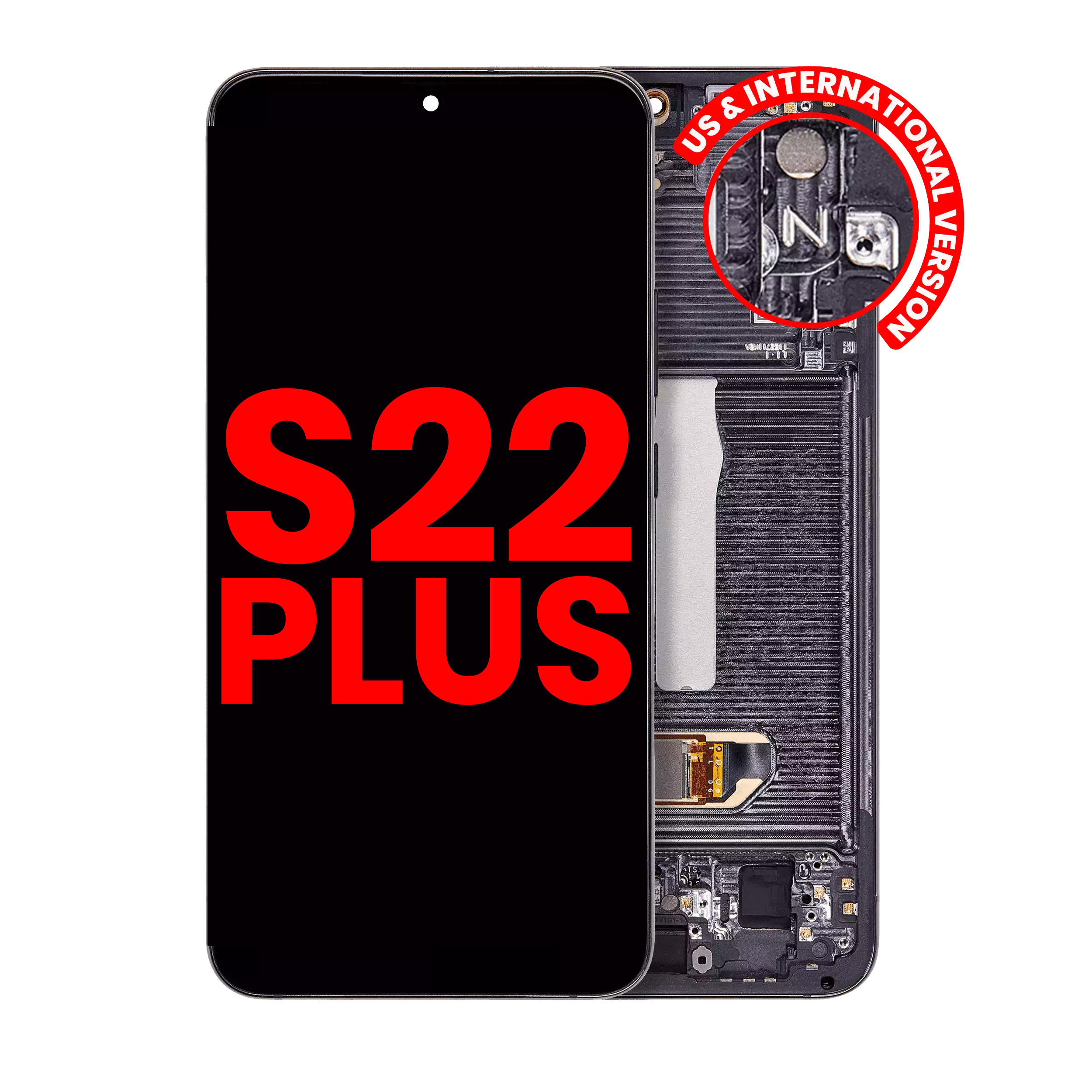 Oled Assembly With Frame Compatible For Samsung Galaxy S22 Plus 5G (Us & International Version) (Aftermarket Plus) (Phantom Black)