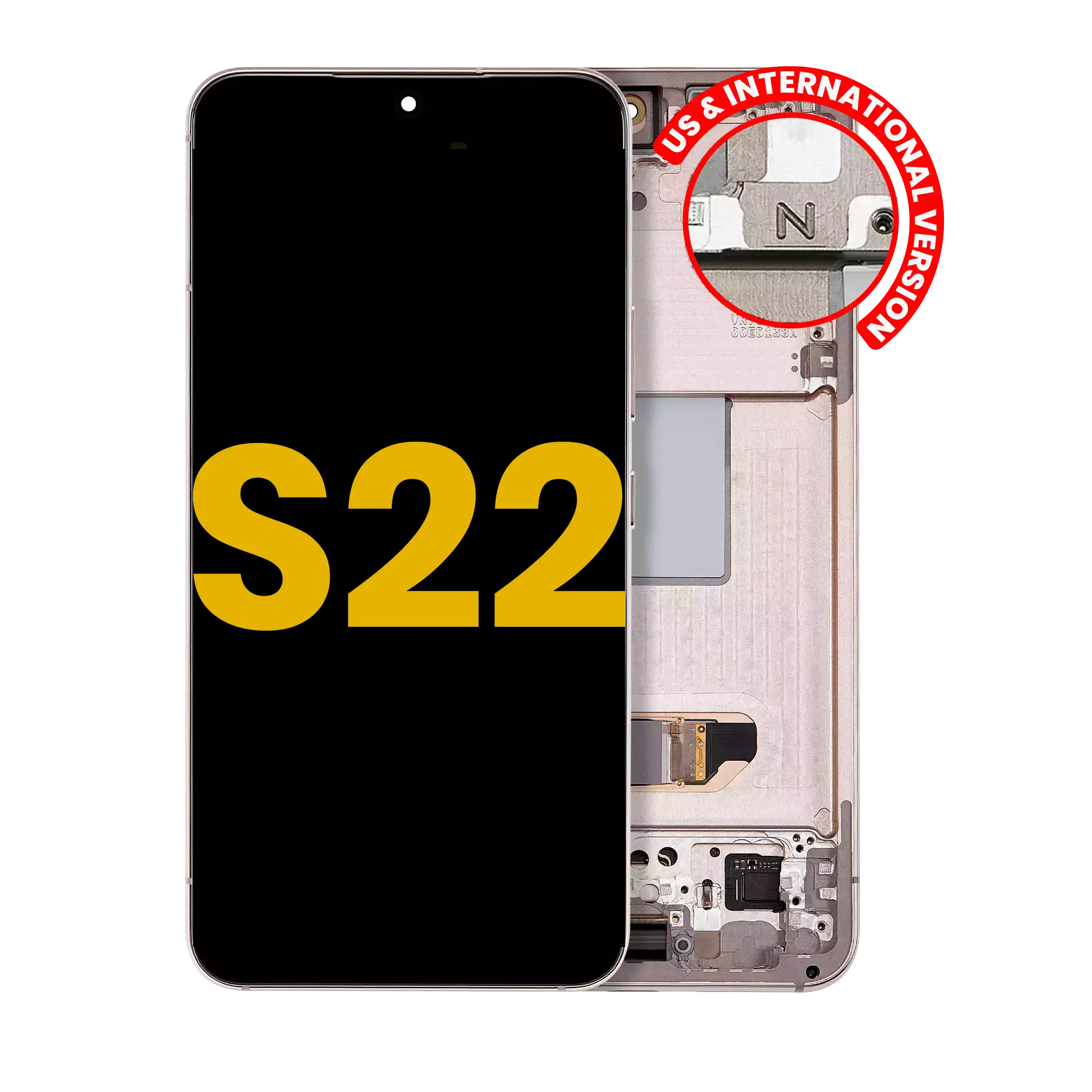 Oled Assembly With Frame Compatible For Samsung Galaxy S22 5G (Us & International Version) (Refurbished) (Pink Gold)