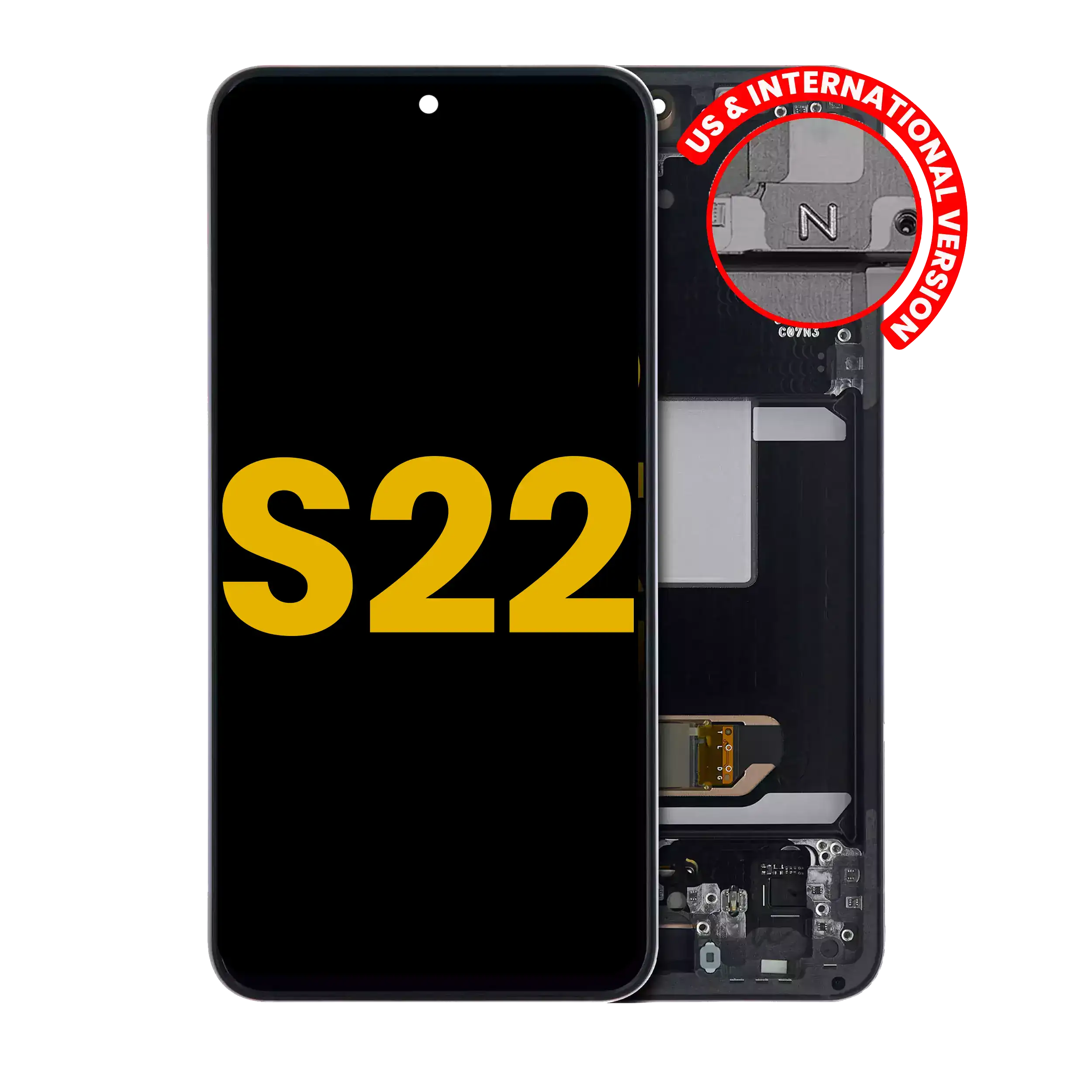 Oled Assembly With Frame Compatible For Samsung Galaxy S22 5G (Us & International Version) (Refurbished) (Phantom Black)