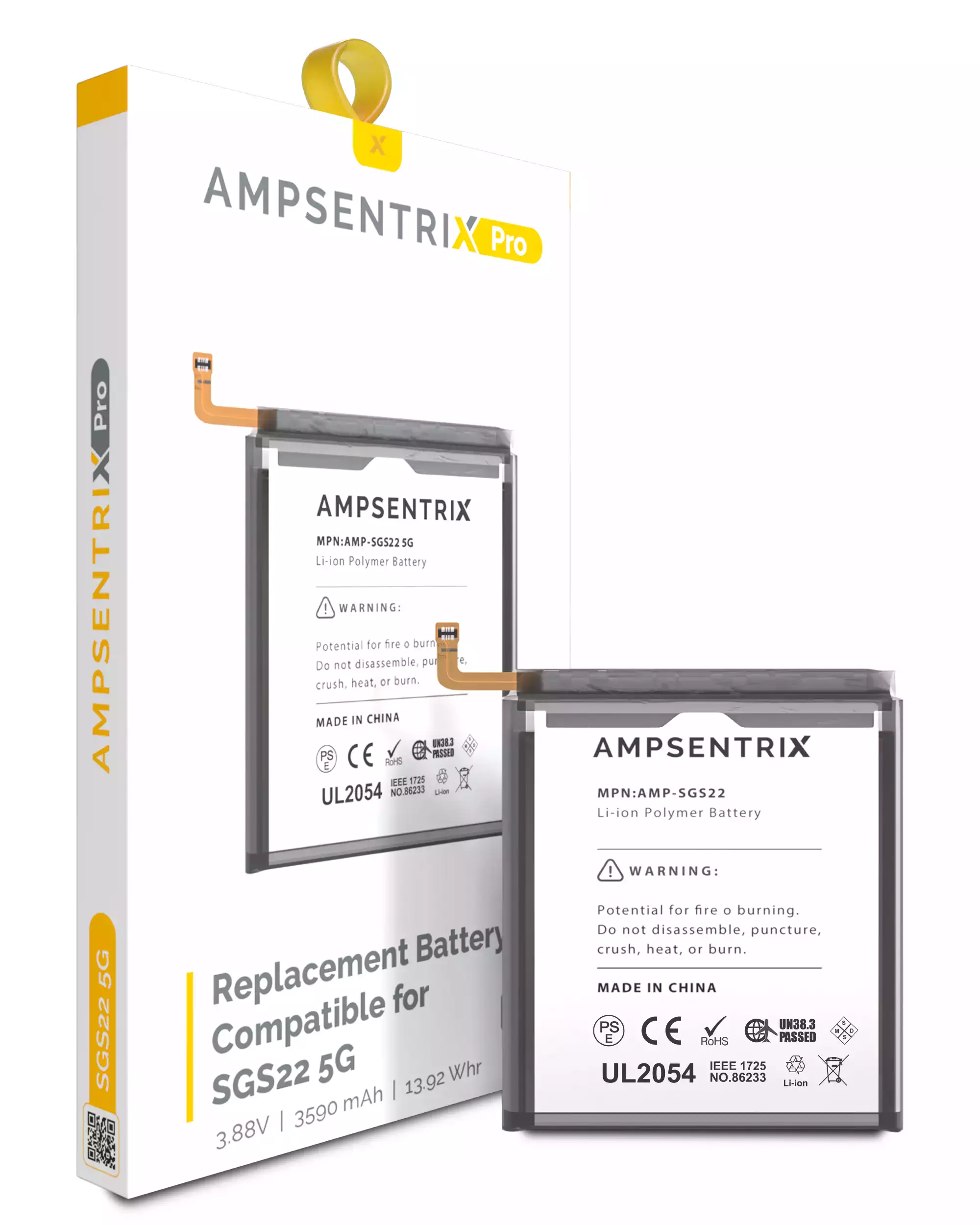 Replacement Battery Compatible For Samsung Galaxy S22 5G (Ampsentrix Pro)