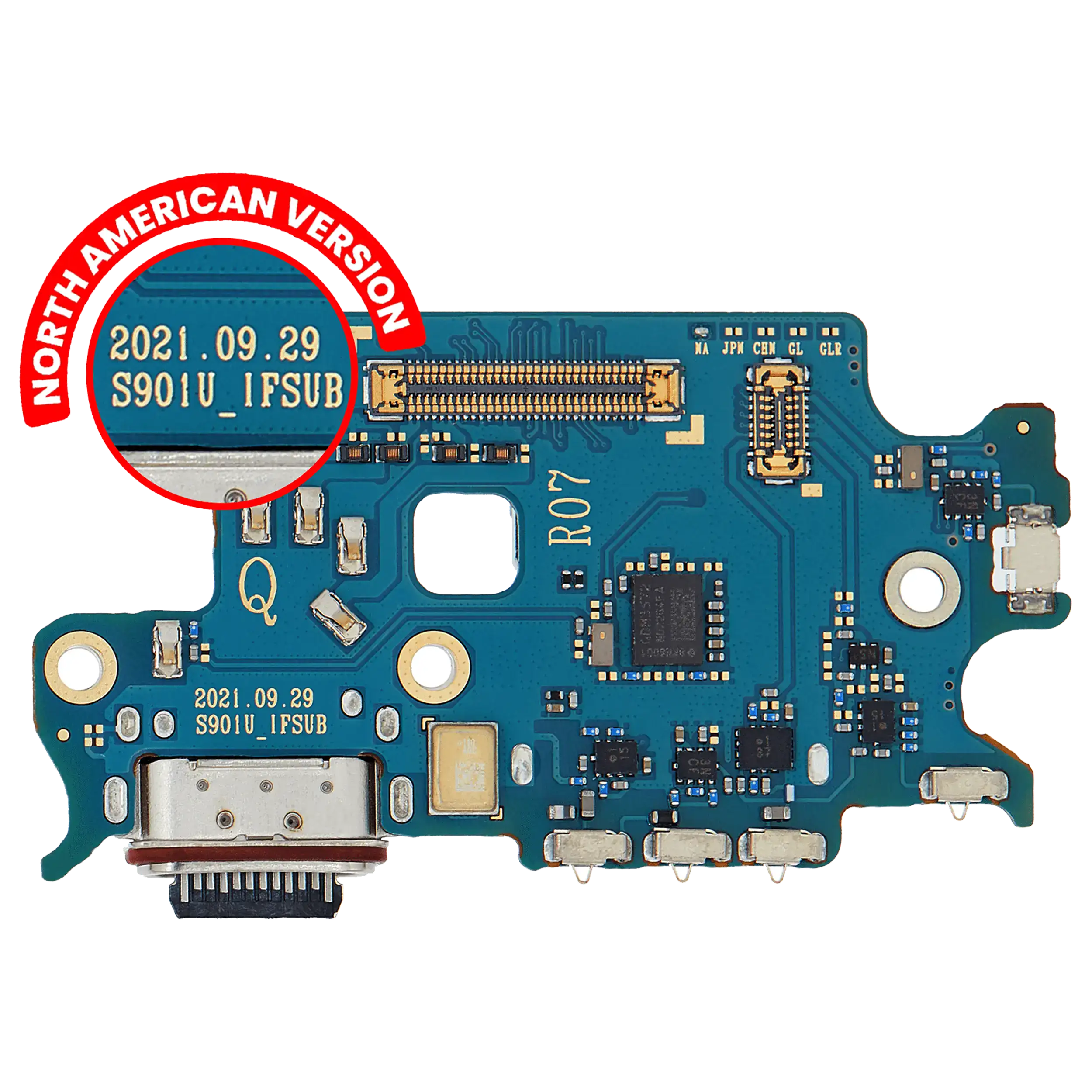 Charging Port Board With Sim Card Reader Compatible For Samsung Galaxy S22 5G (S901U) (Us Version) (Premium)
