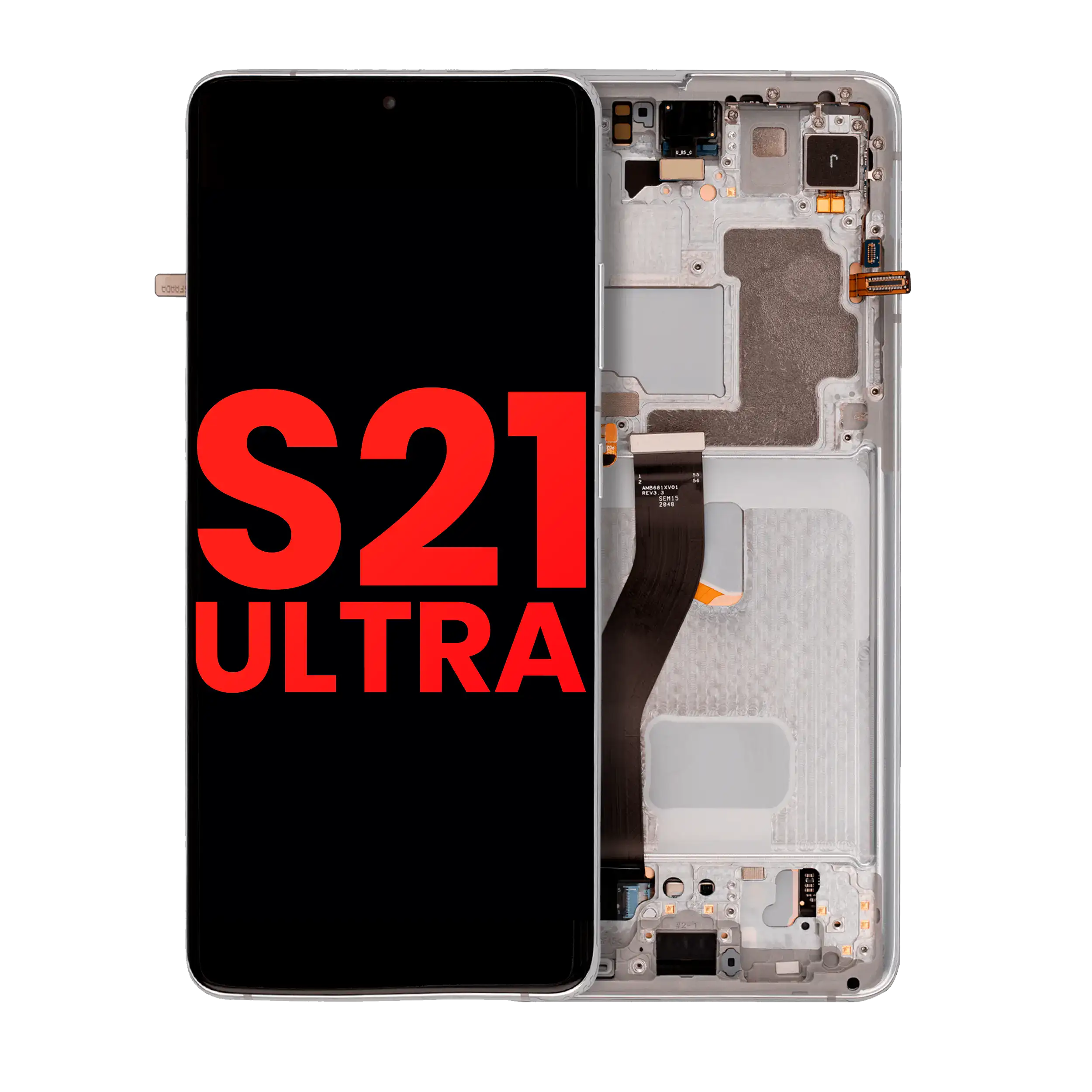 Oled Assembly With Frame Compatible For Samsung Galaxy S21 Ultra 5G (Aftermarket Plus) (Phantom Silver)