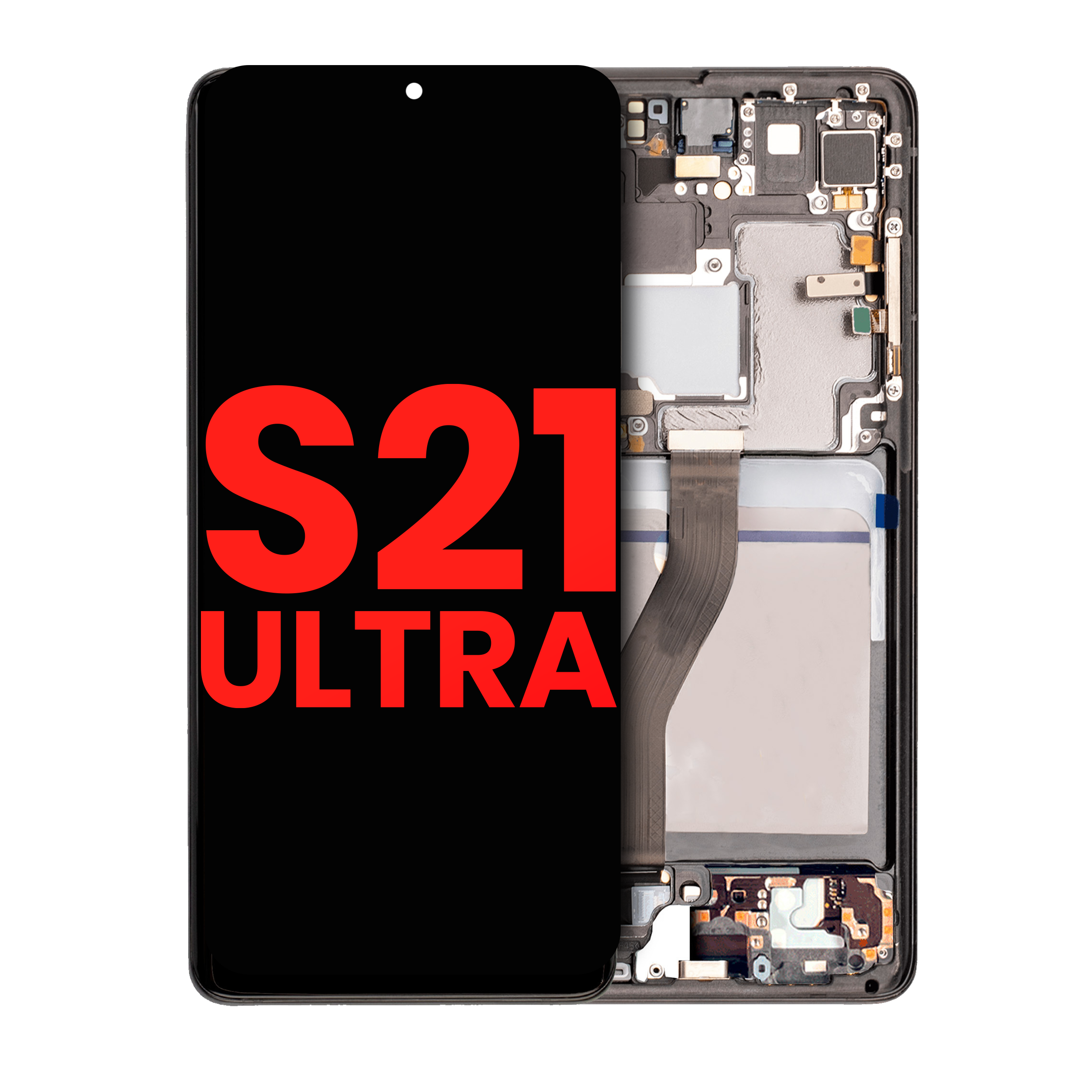 Oled Assembly With Frame Compatible For Samsung Galaxy S21 Ultra 5G (Aftermarket Plus) (Phantom Black)