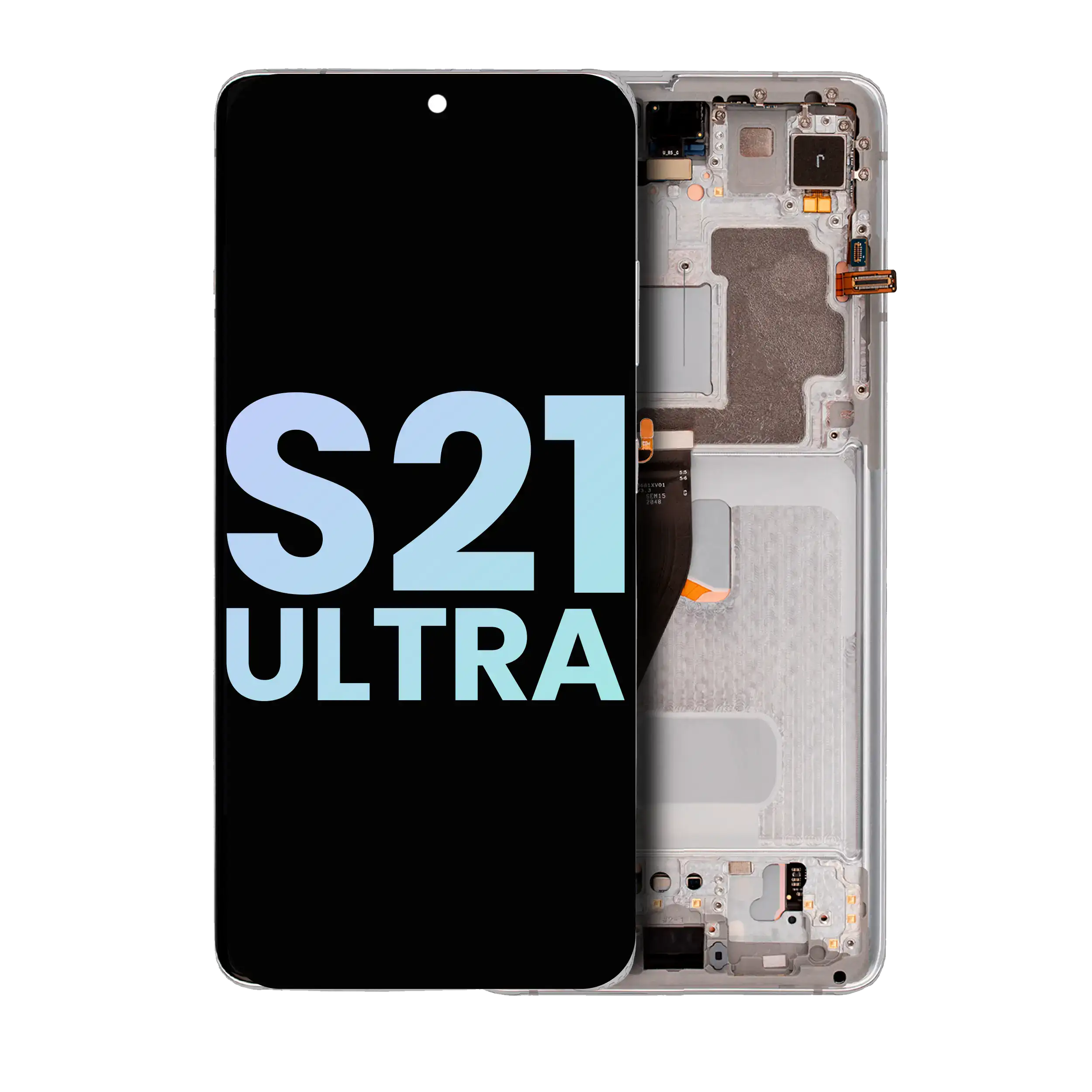 Oled Assembly With Frame Compatible For Samsung Galaxy S21 Ultra 5G (Service Pack) (Phantom Silver)