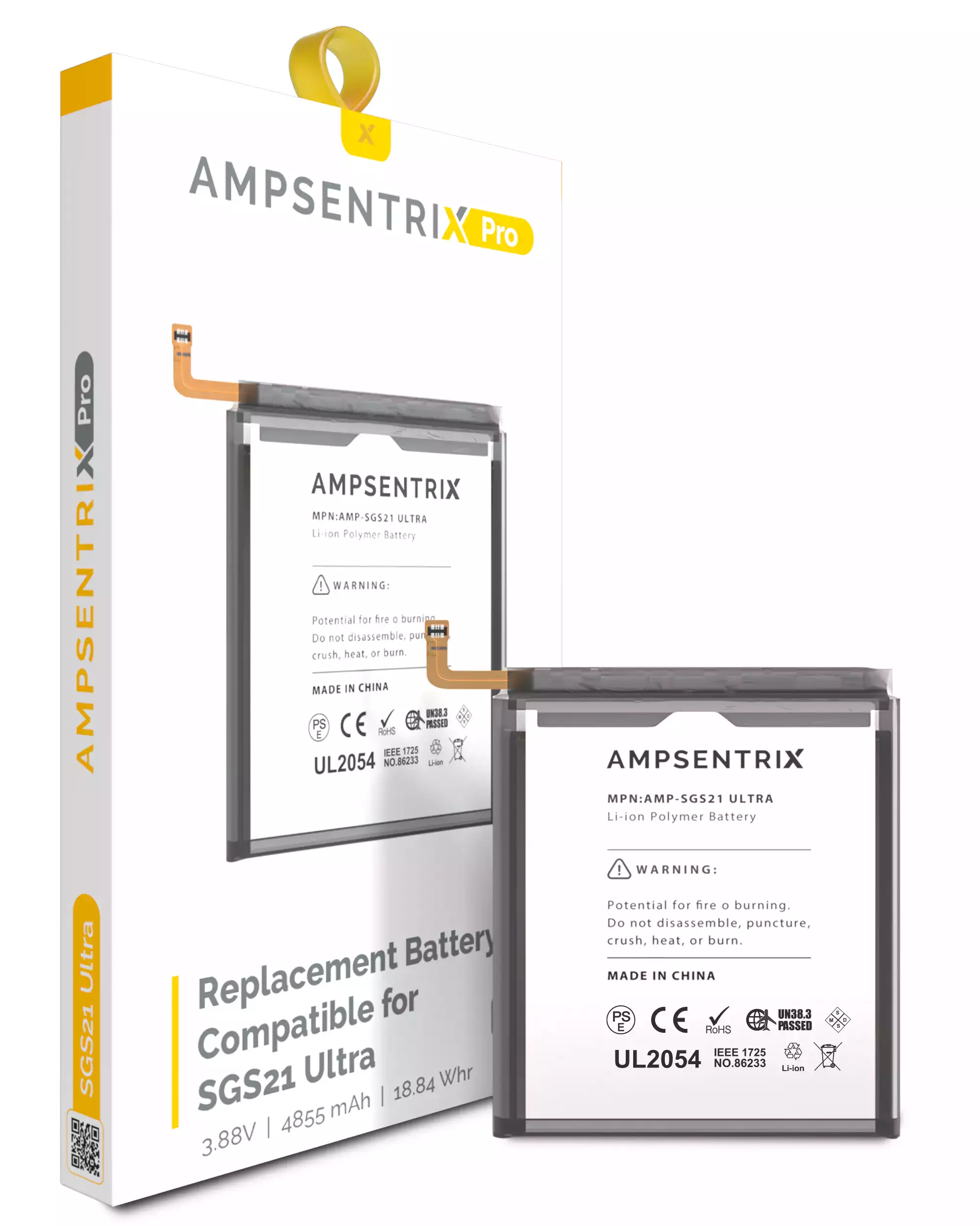 Replacement Battery Compatible For Samsung Galaxy S21 Ultra (Eb-Bg998Aby) (Ampsentrix Pro)