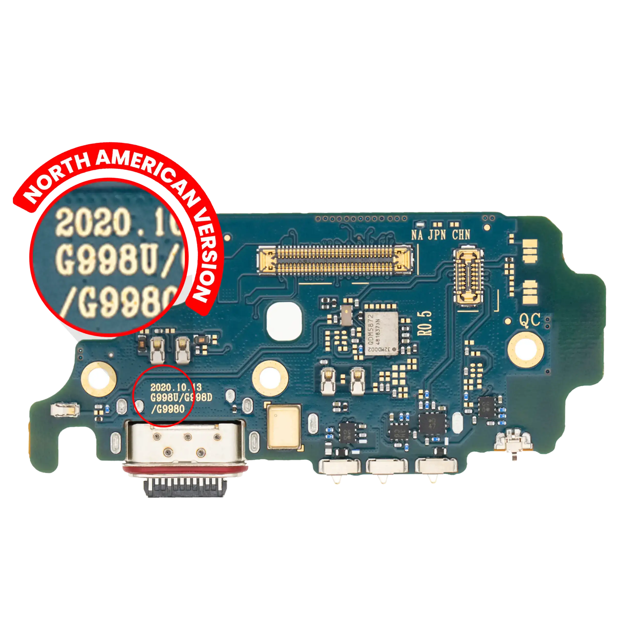 Charging Port Board With Sim Card Reader Compatible For Samsung Galaxy S21 Ultra 5G (G998U) (Us Version) (Premium)
