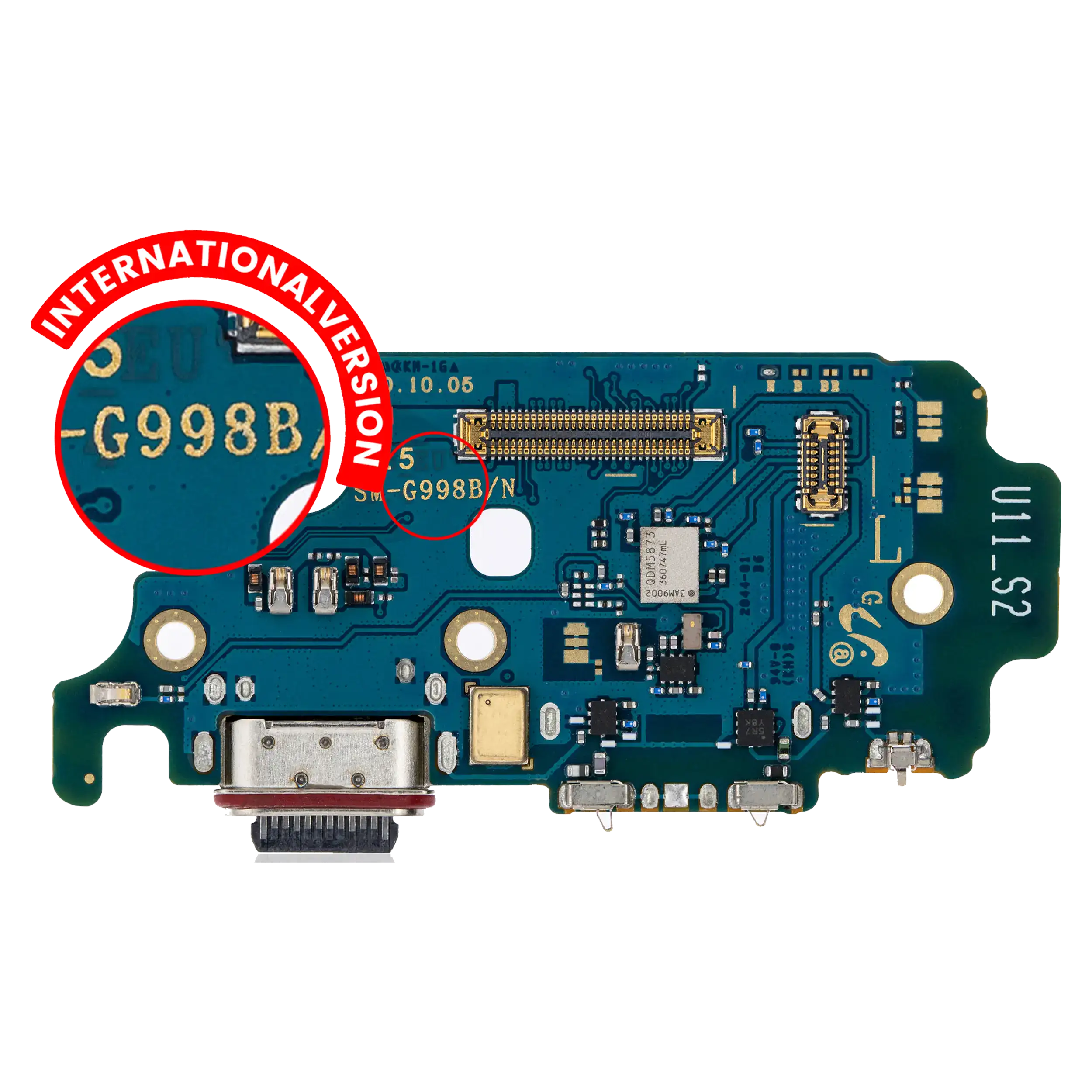 Charging Port Board With Sim Card Reader Compatible For Samsung Galaxy S21 Ultra 5G (G998B) (International Version) (Premium)