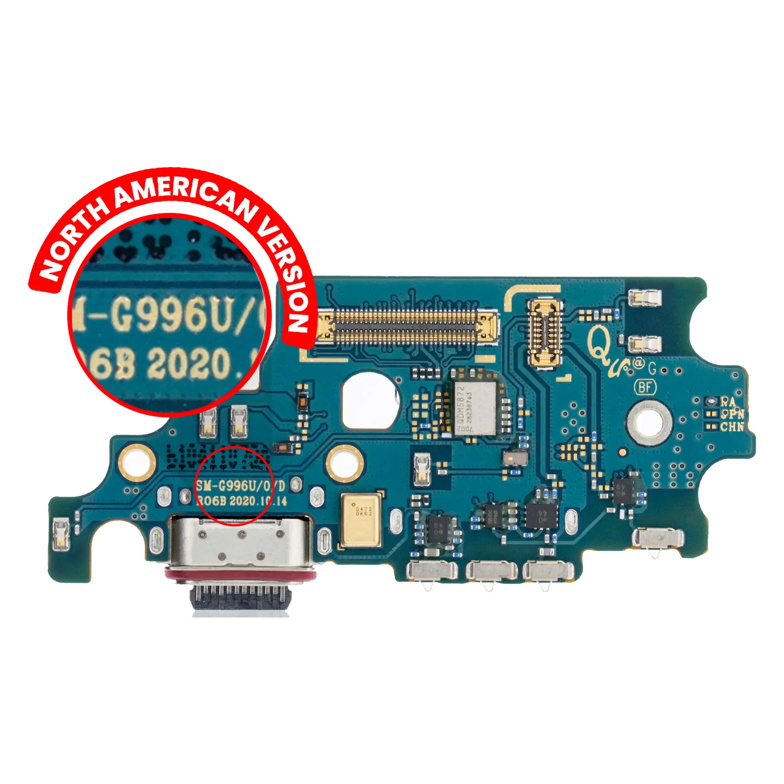 Charging Port Board With Sim Card Reader Compatible For Samsung Galaxy S21 Plus (G996U) (Us Version) (Premium)