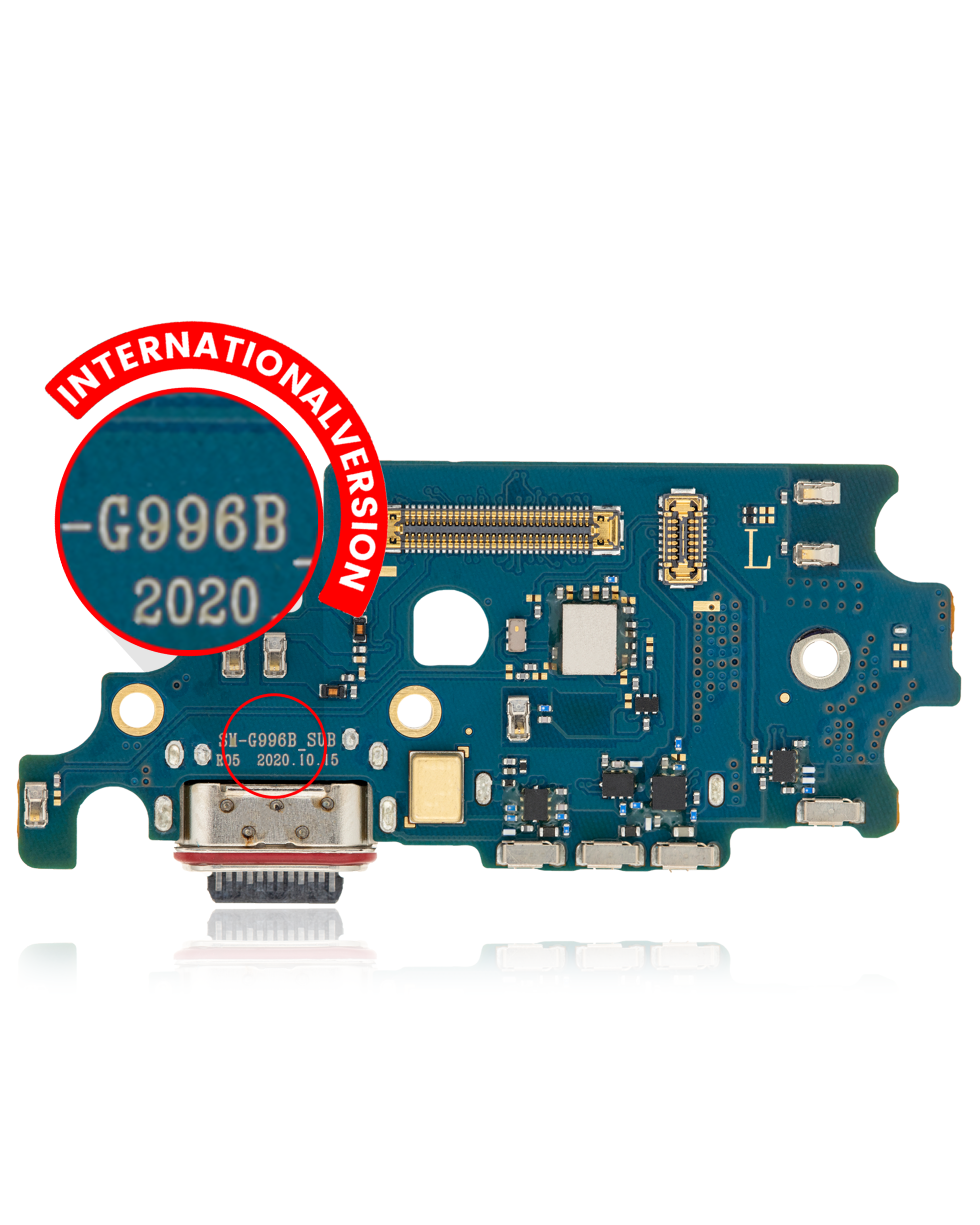 Charging Port Board With Sim Card Reader Compatible For Samsung Galaxy S21 Plus (G996B) (International Version) (Premium)