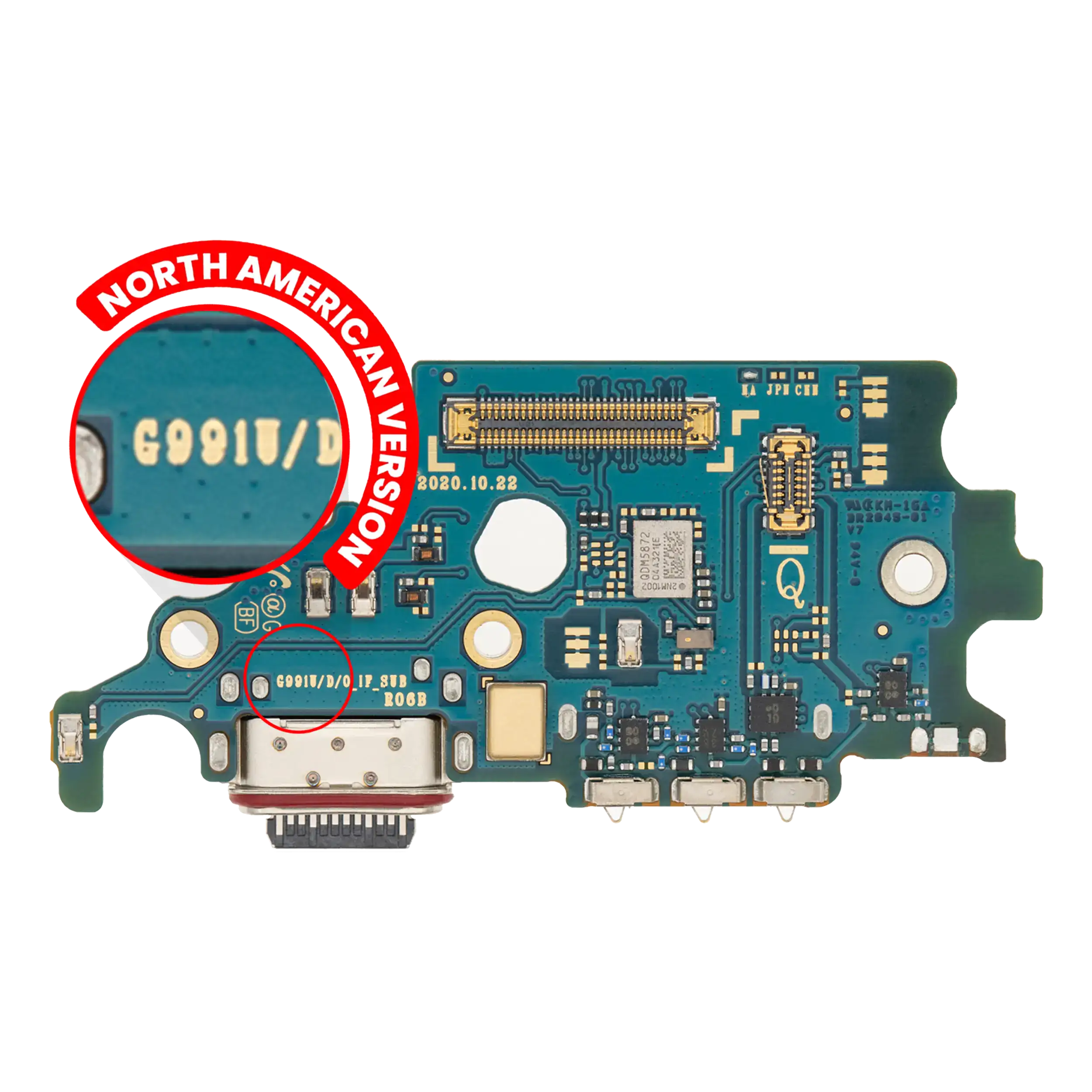 Charging Port Board With Sim Card Reader Compatible For Samsung Galaxy S21 5G (G991U) (Us Version) (Premium)