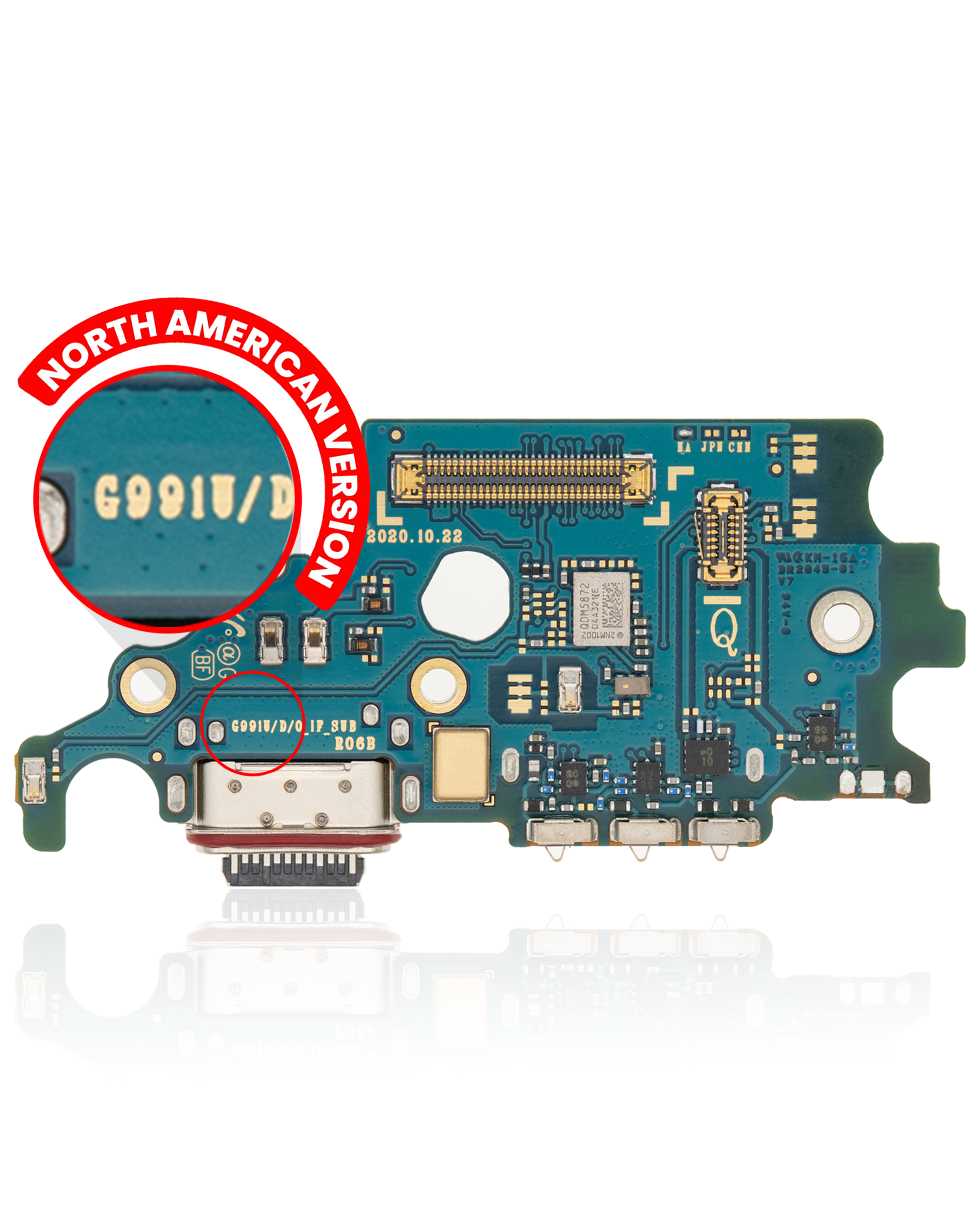 Charging Port Board With Sim Card Reader Compatible For Samsung Galaxy S21 5G (G991U)  (Us Version) (Service Pack)