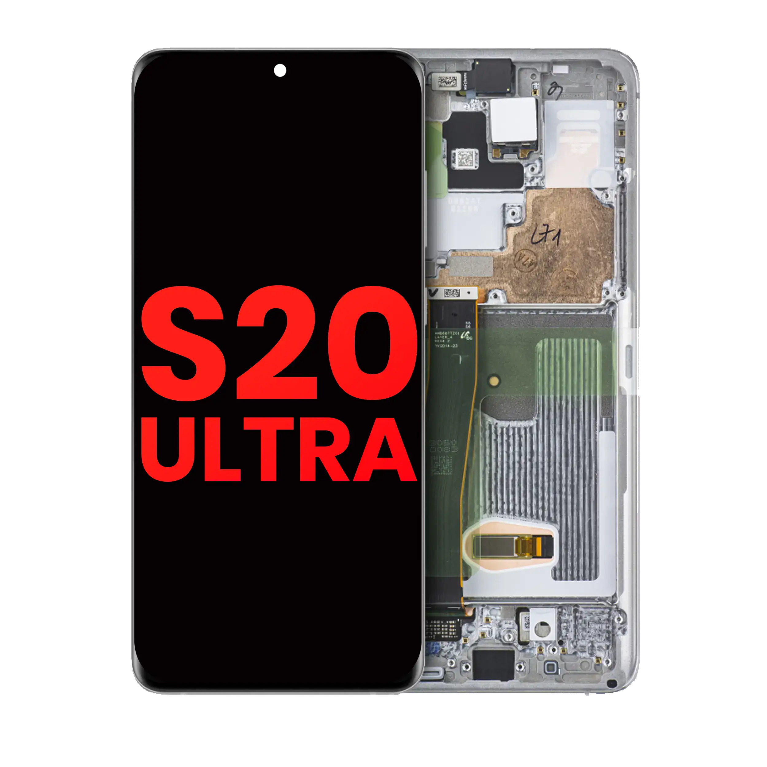 Oled Assembly With Frame Compatible For Samsung Galaxy S20 Ultra 5G (Aftermarket Plus) (Cloud White)