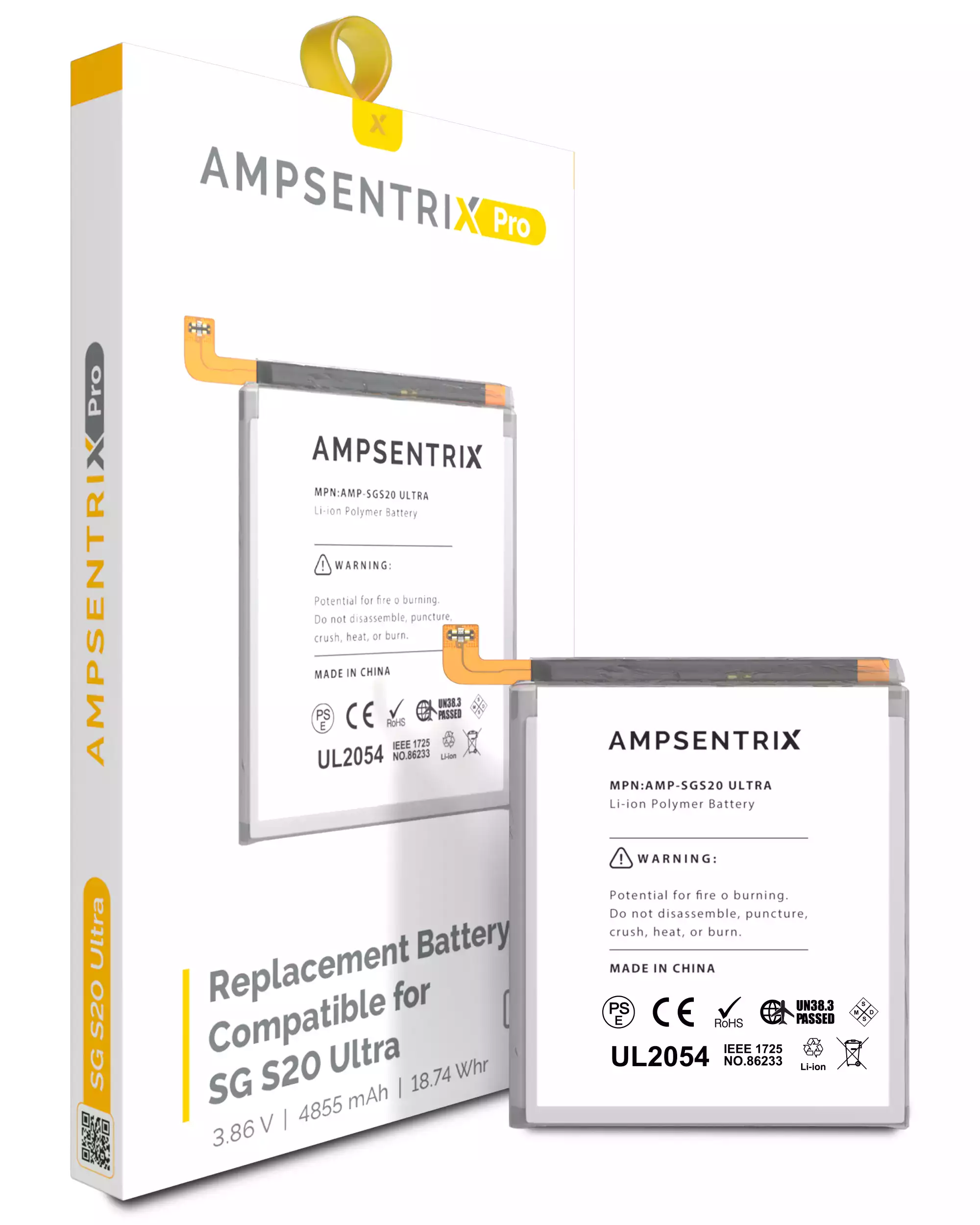 Replacement Battery Compatible For Samsung Galaxy S20 Ultra (Ampsentrix Pro)
