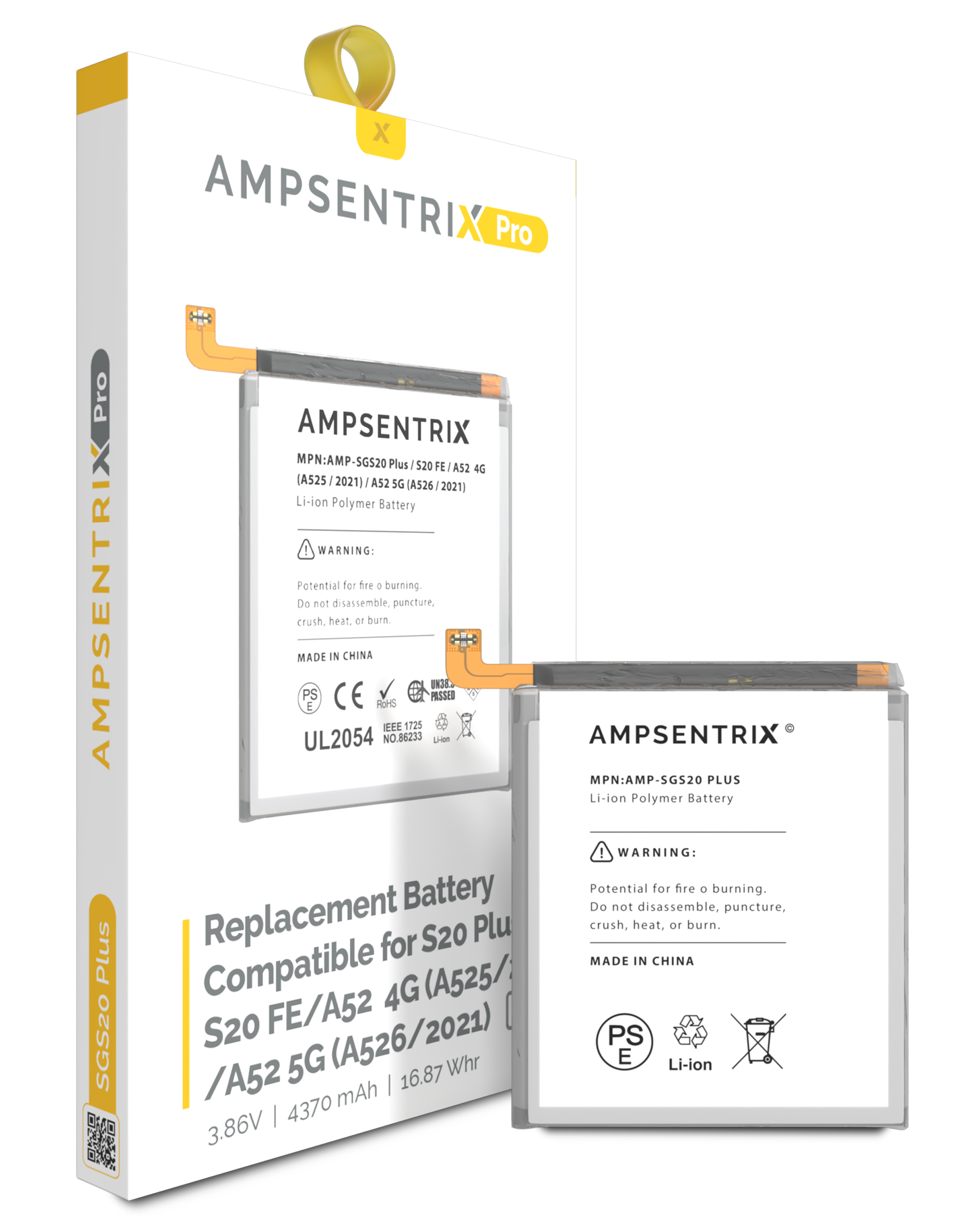 Replacement Battery Compatible For Samsung Galaxy S20 Plus (Ampsentrix Pro)