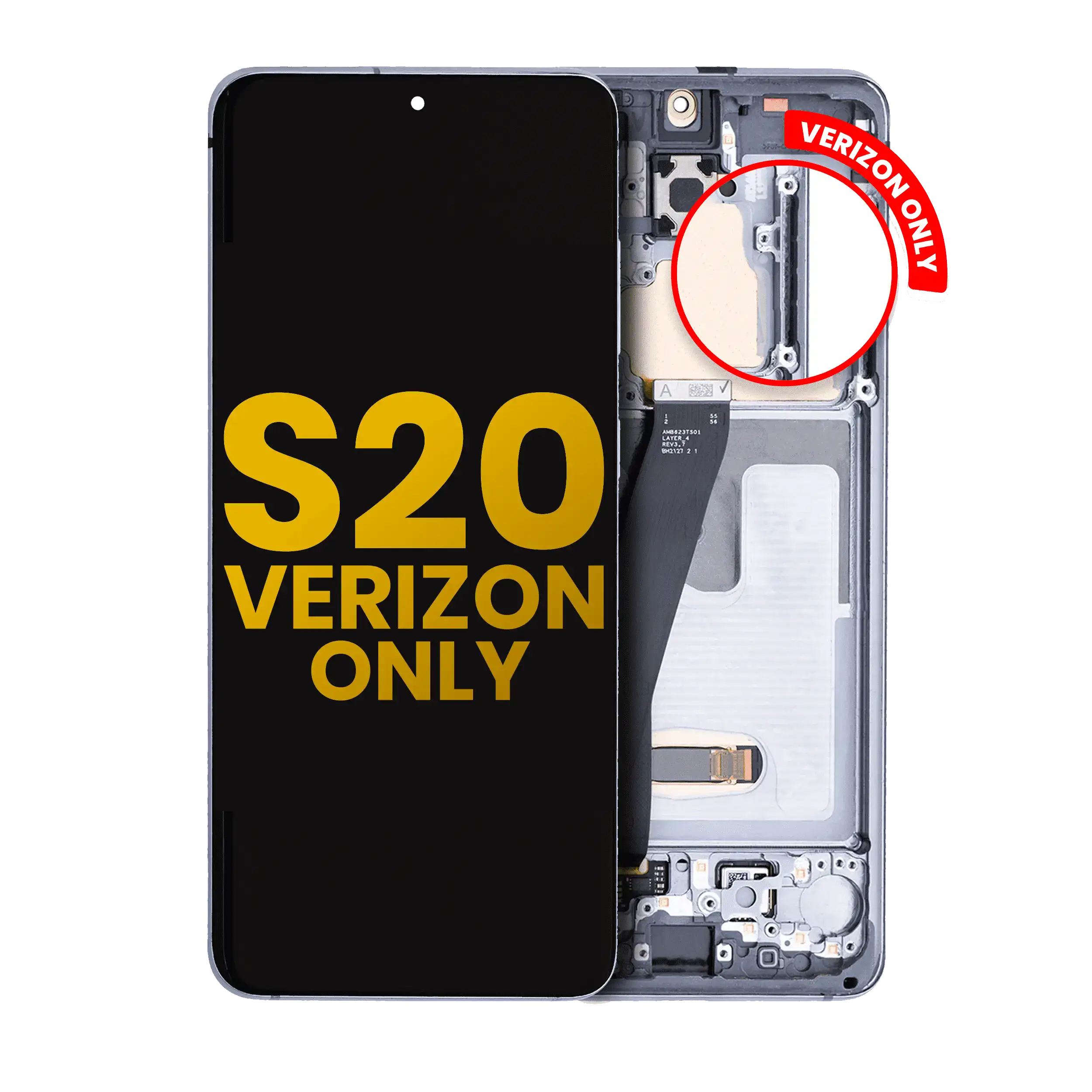 Oled Assembly With Frame Compatible For Samsung Galaxy S20 5G (Verizon 5G Uw Frame Only) (Refurbished) (Cosmic Gray)