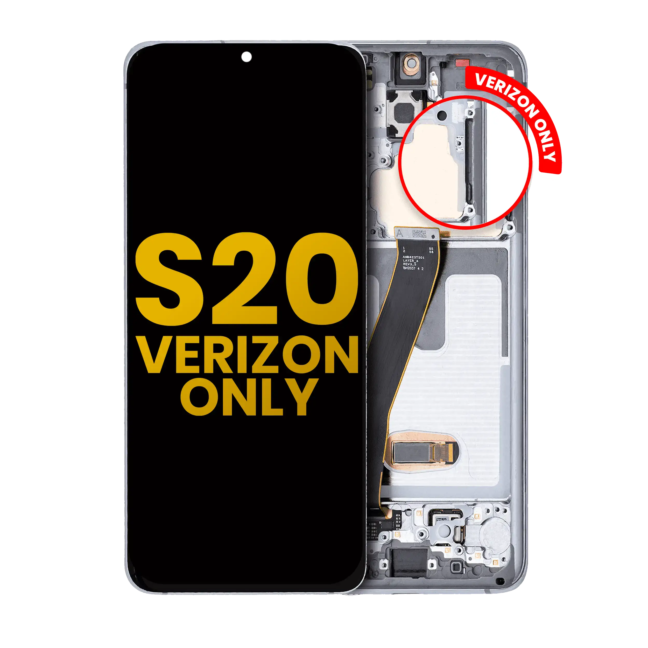 Oled Assembly With Frame Compatible For Samsung Galaxy S20 5G (Verizon 5G Uw Frame Only) (Refurbished) (Cloud White)