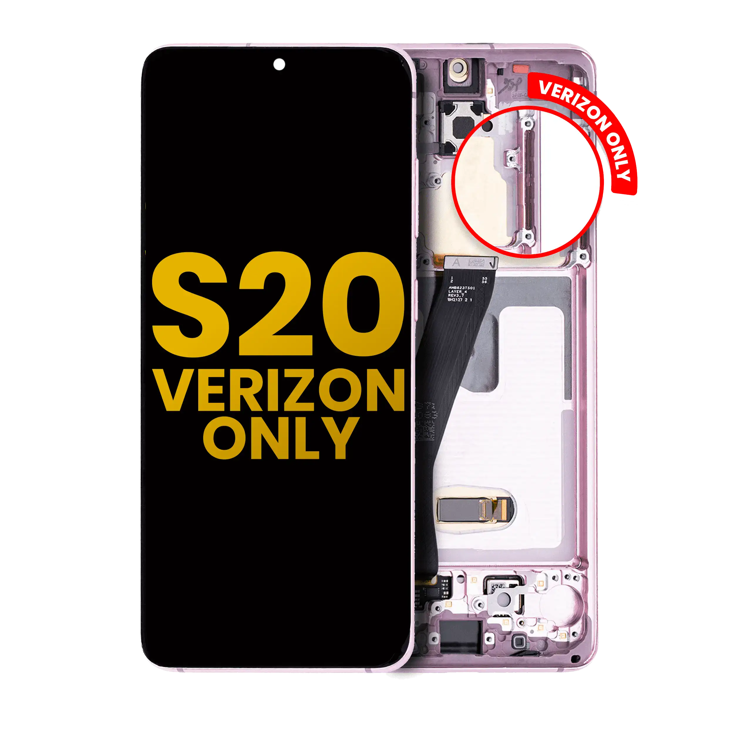 Oled Assembly With Frame Compatible For Samsung Galaxy S20 5G (Verizon 5G Uw Frame Only) (Refurbished) (Cloud Pink)