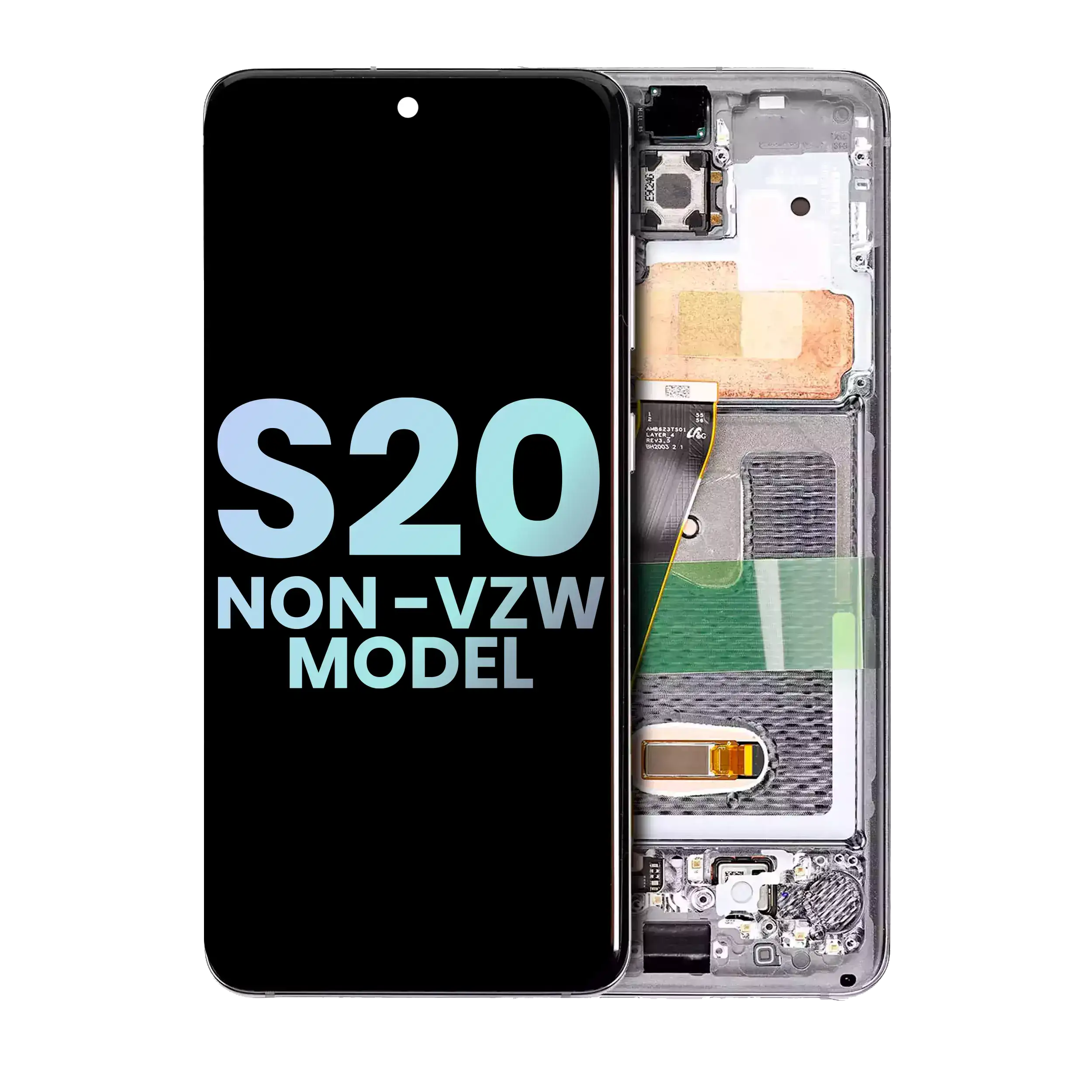 Oled Assembly With Frame Compatible For Samsung Galaxy S20 5G (Non-Verizon 5G Uw Frame) (Service Pack) (Cloud White)