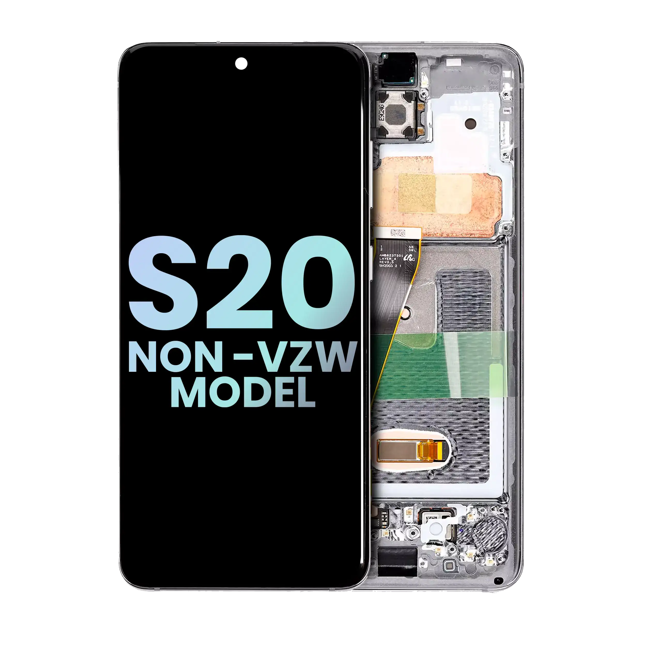 Oled Assembly With Frame Compatible For Samsung Galaxy S20 5G (Non-Verizon 5G Uw Frame) (Service Pack) (Cosmic Gray)