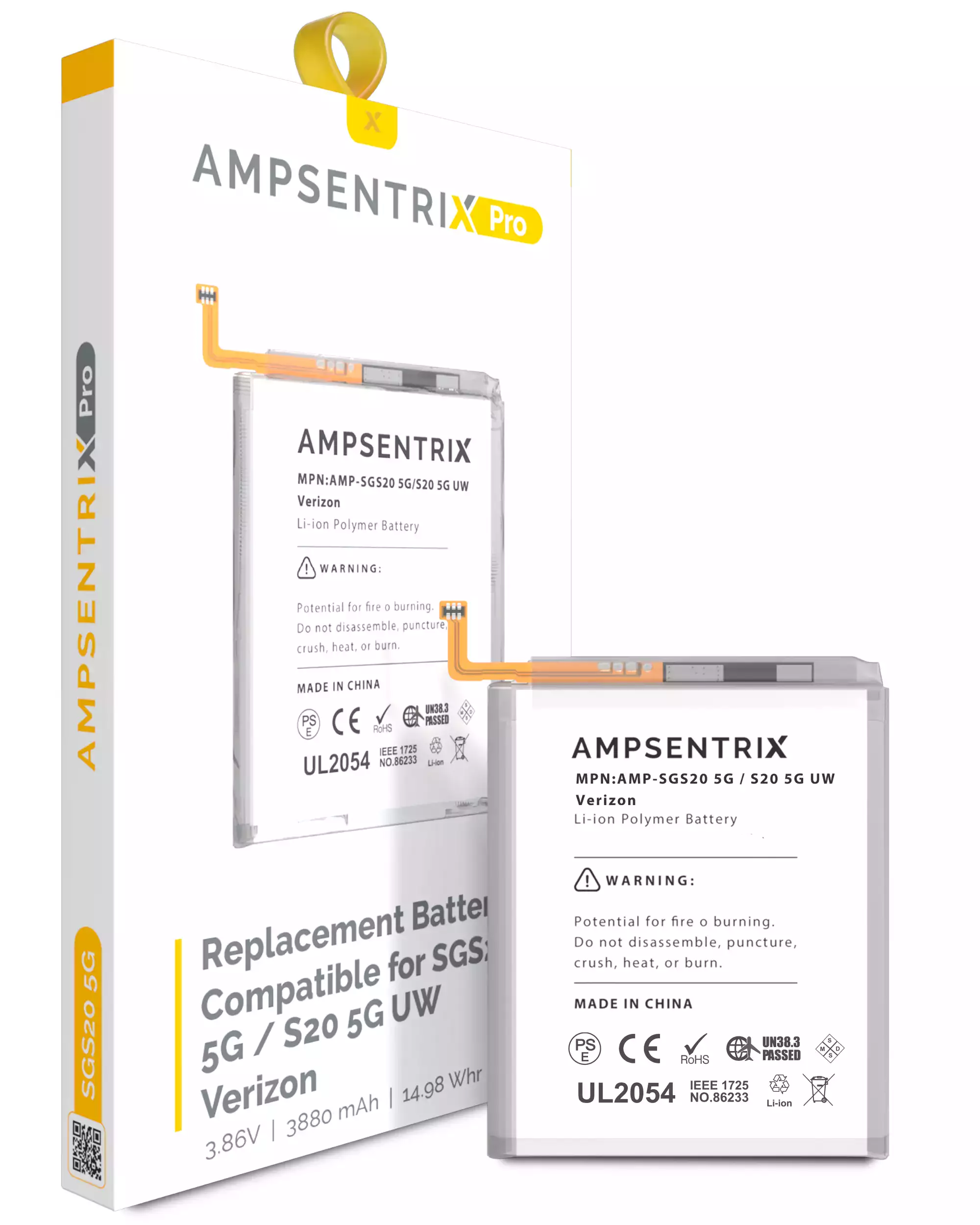 Replacement Battery Compatible For Samsung Galaxy S20 5G / S20 5G Uw Verizon (Ampsentrix Pro)