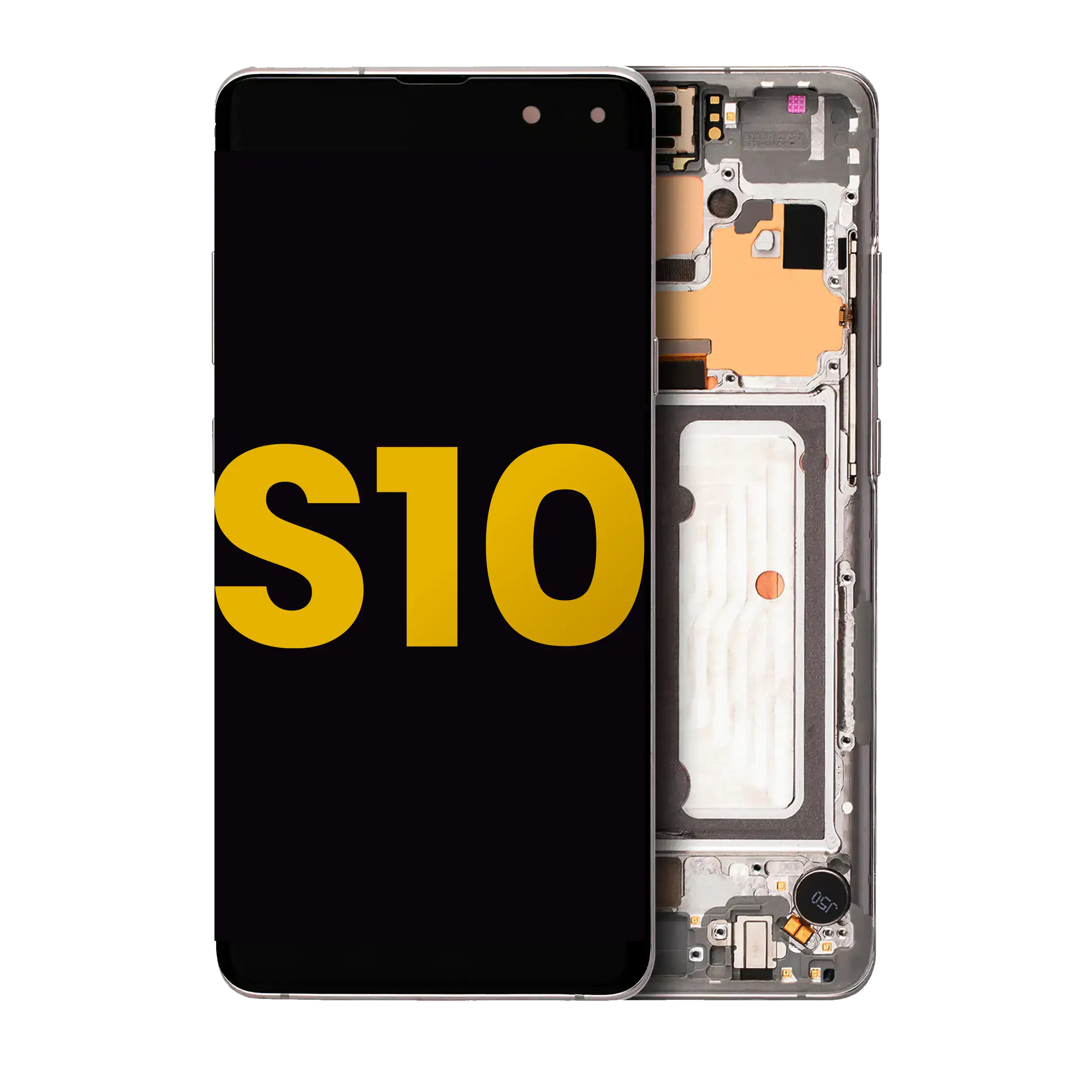 Oled Assembly With Frame Compatible For Samsung Galaxy S10 5G (Refurbished) (Crown Silver)