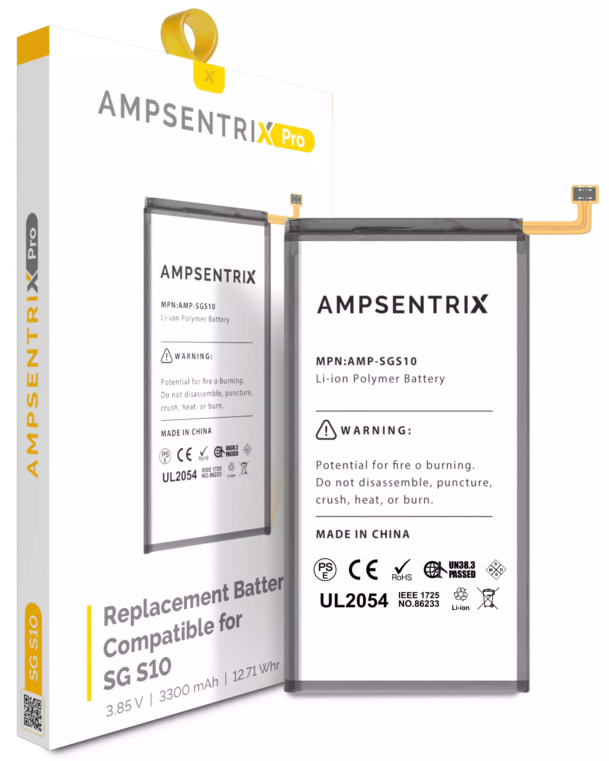 Replacement Battery Compatible For Samsung Galaxy S10 (Ampsentrix Pro)