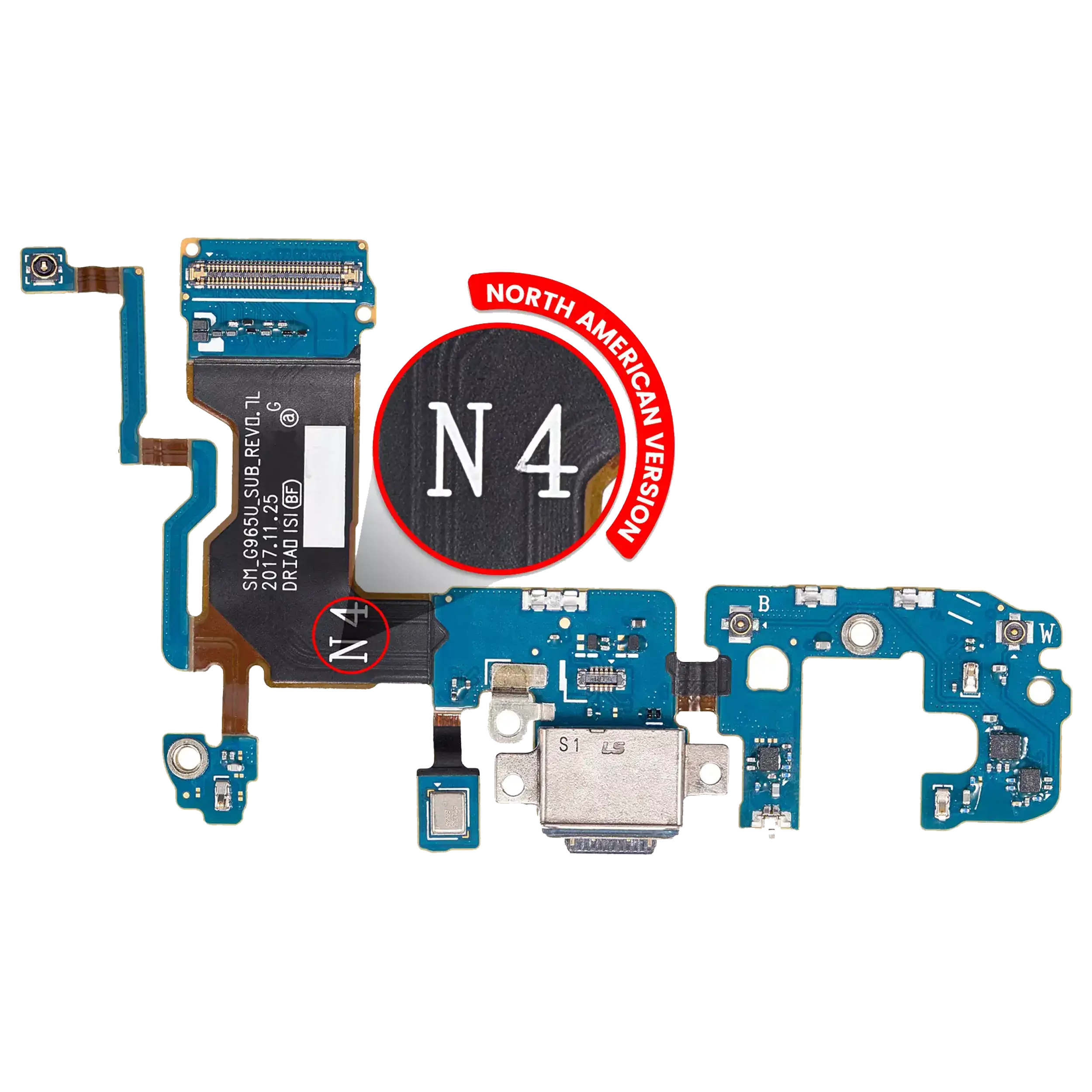 Charging Port With Flex Cable Compatible For Samsung Galaxy S9 Plus (G965U) (Us Version) (Service Pack)
