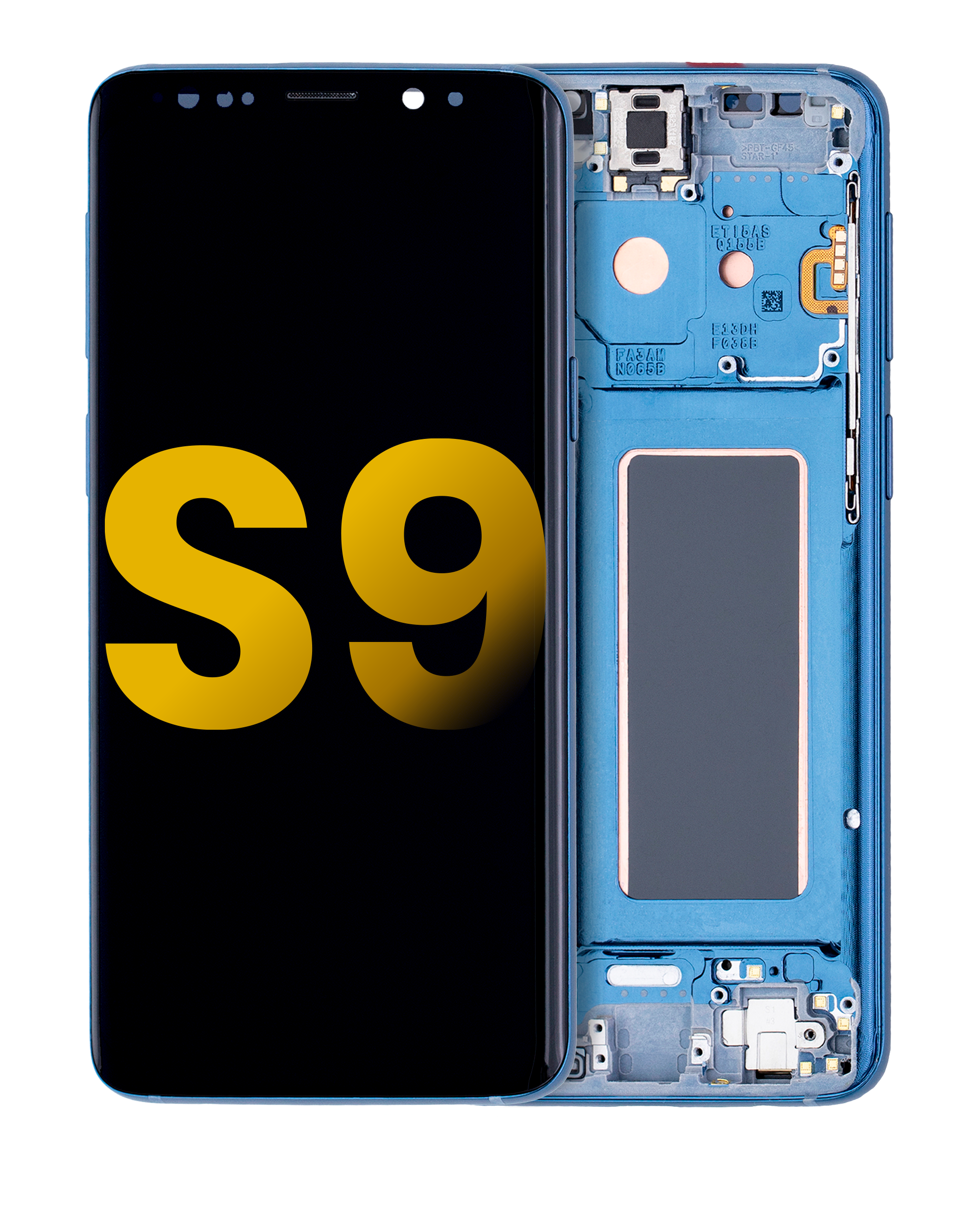 Oled Assembly With Frame Compatible For Samsung Galaxy S9 (Refurbished) (Coral Blue)