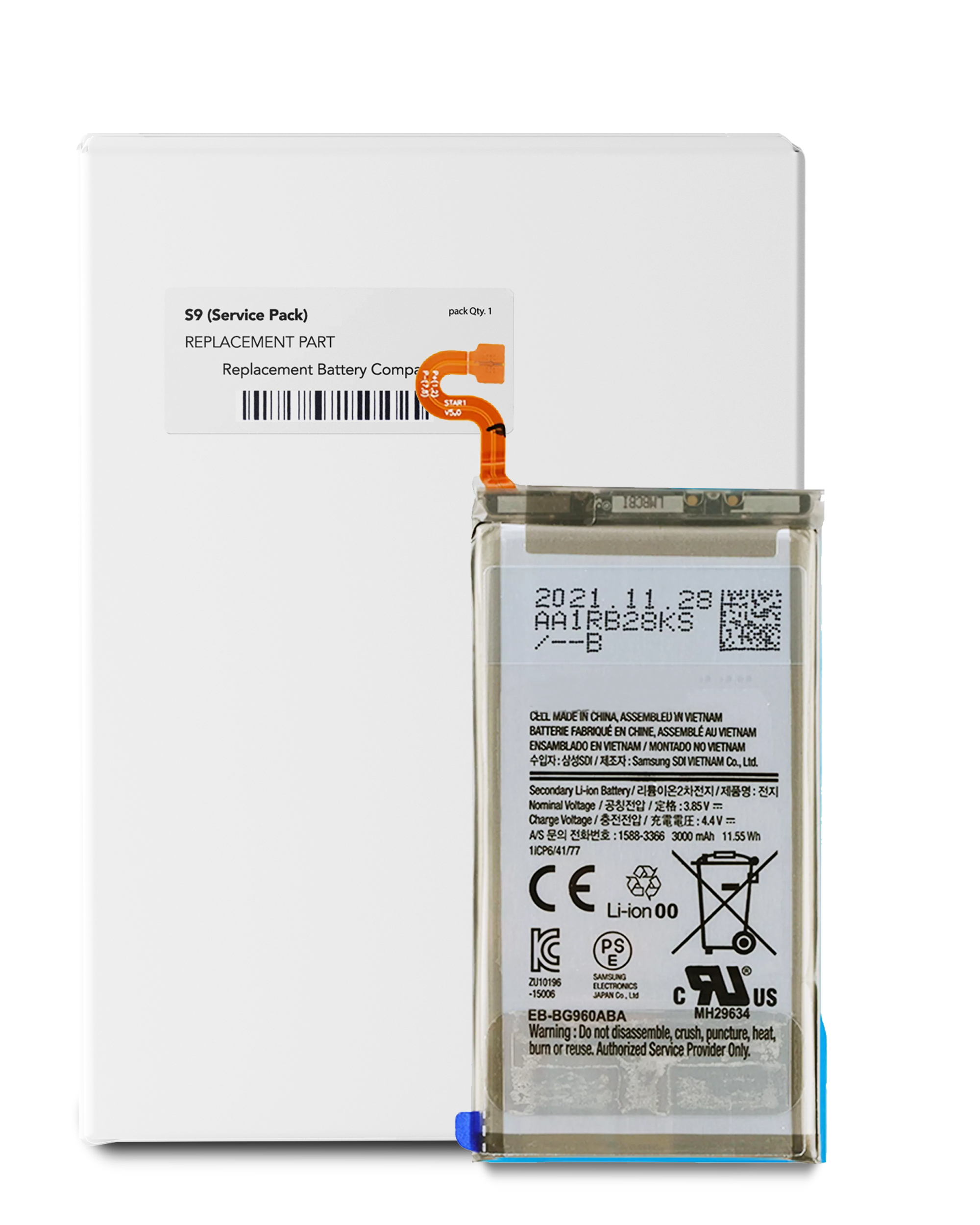 Replacement Battery Compatible For Samsung Galaxy S9 (Eb-Bg960Abe/A) (Service Pack)