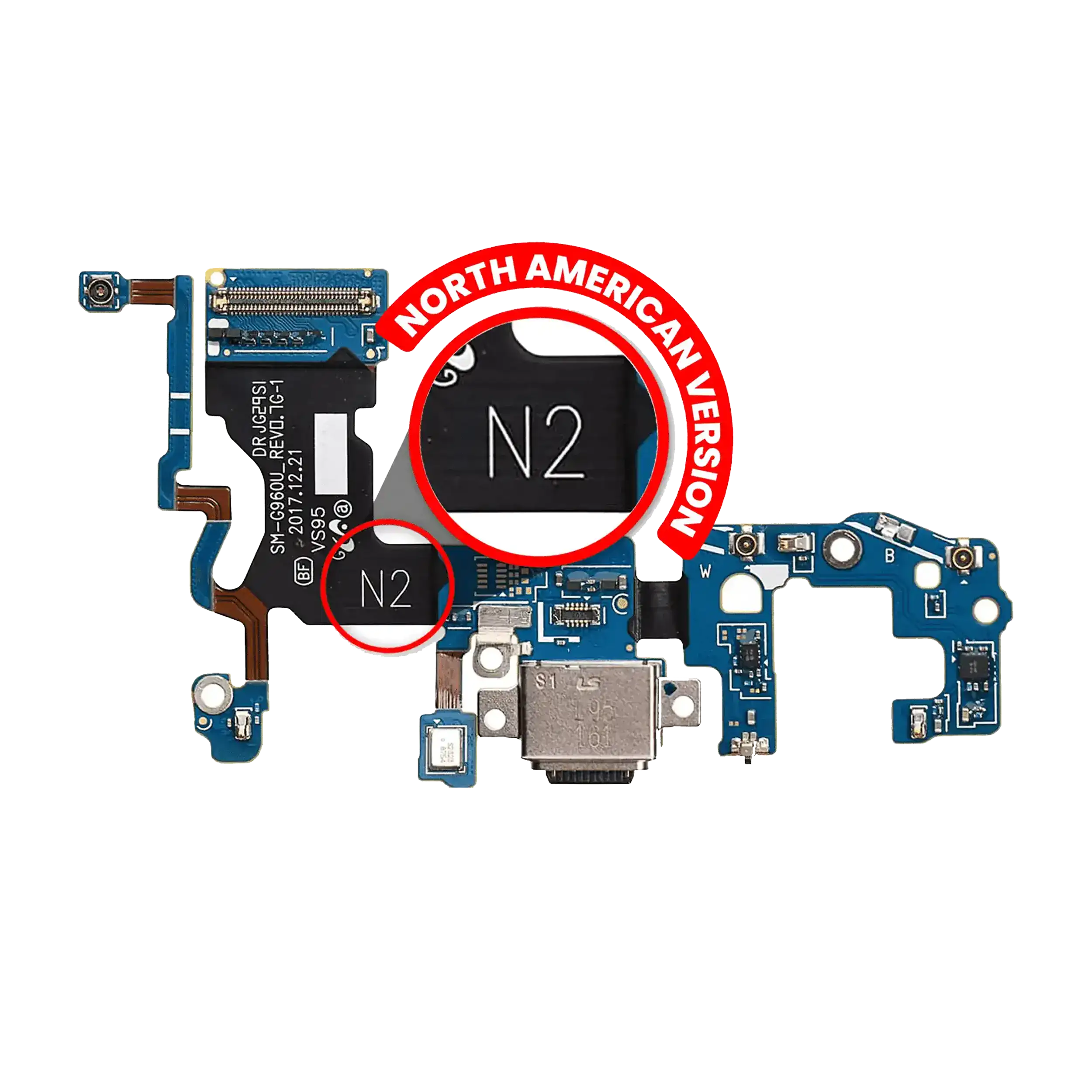 Charging Port With Flex Cable Compatible For Samsung Galaxy S9 (G960U) (Us Version) (Service Pack)
