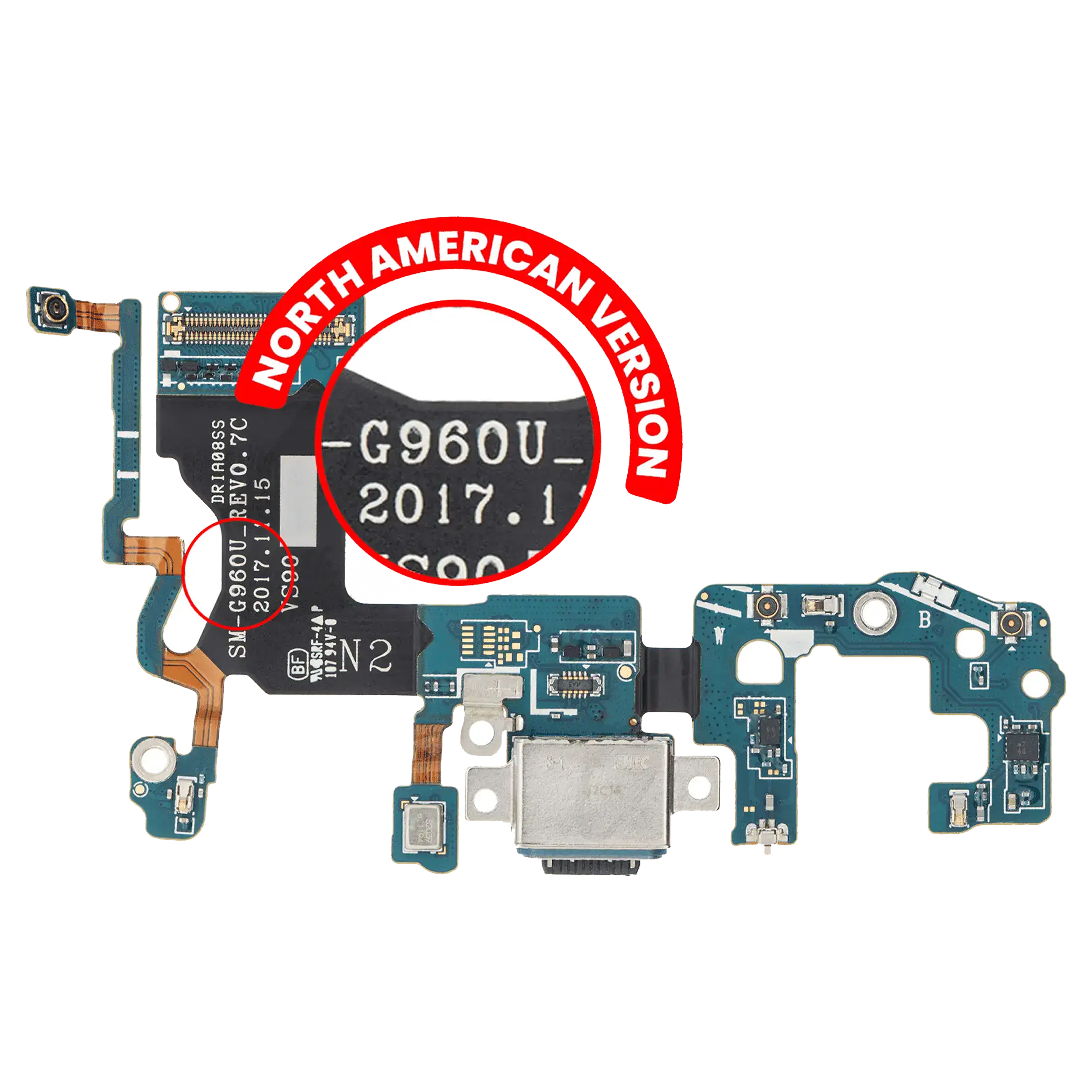 Charging Port With Flex Cable Compatible For Samsung Galaxy S9 (G960U) (Us Version)