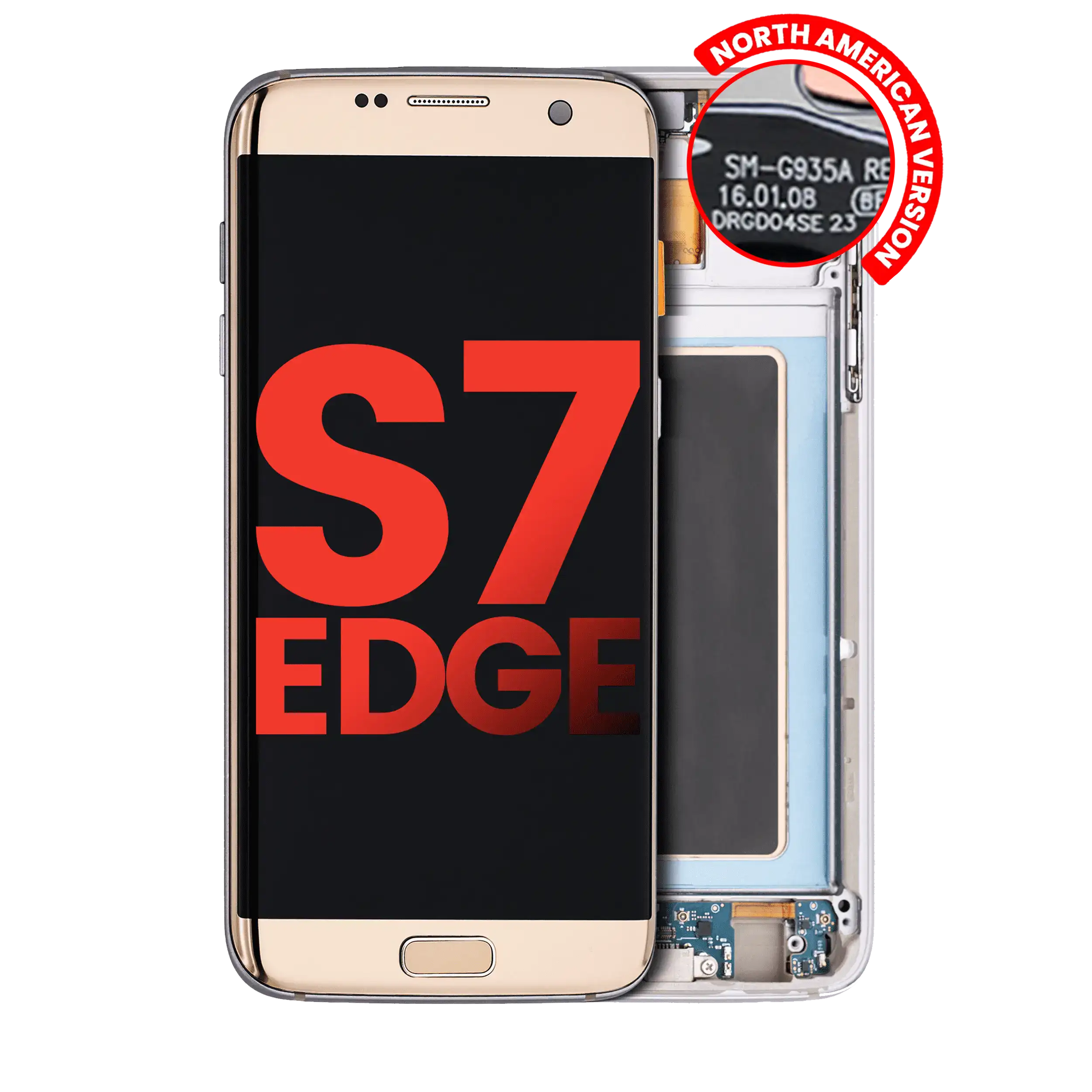 Oled Assembly With Frame Compatible For Samsung Galaxy S7 Edge G935A (North American Version) (Aftermarket Plus) (Gold Platinum)