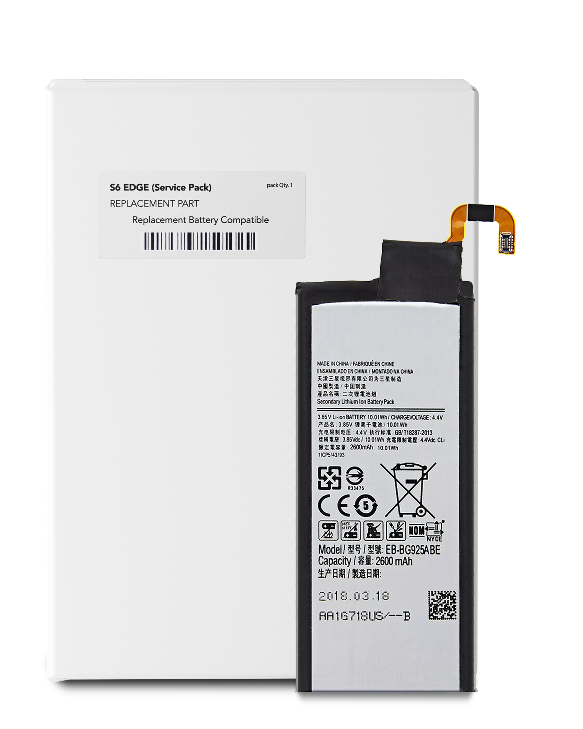 Replacement Battery Compatible For Samsung Galaxy S6 Edge (Service Pack)