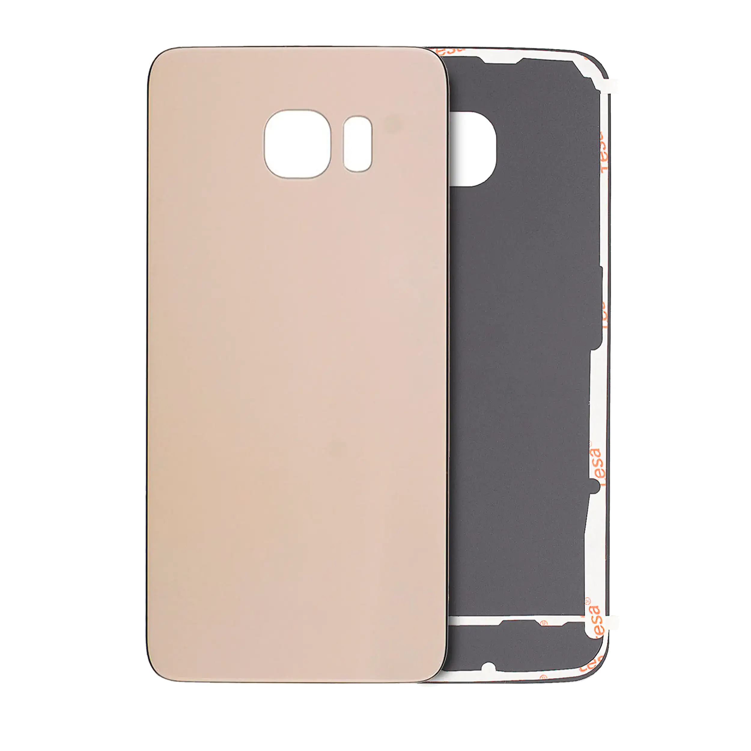 Back Cover Glass Compatible For Samsung Galaxy S6 Edge (No Logo) (Aftermarket Plus) (Gold)