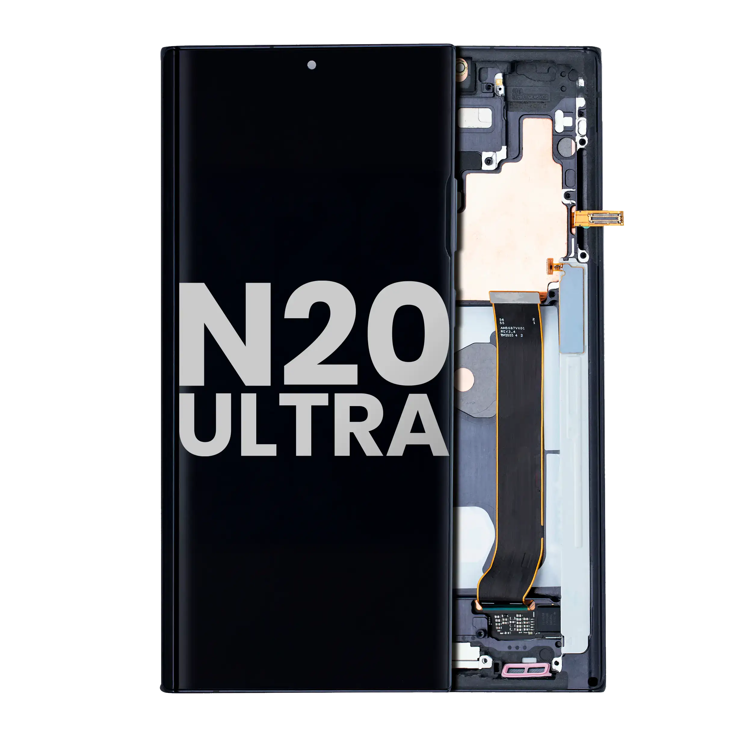 Oled Assembly With Frame Compatible For Samsung Galaxy Note 20 Ultra 5G (Used Pull: Grade B/C) (Mystic Black)