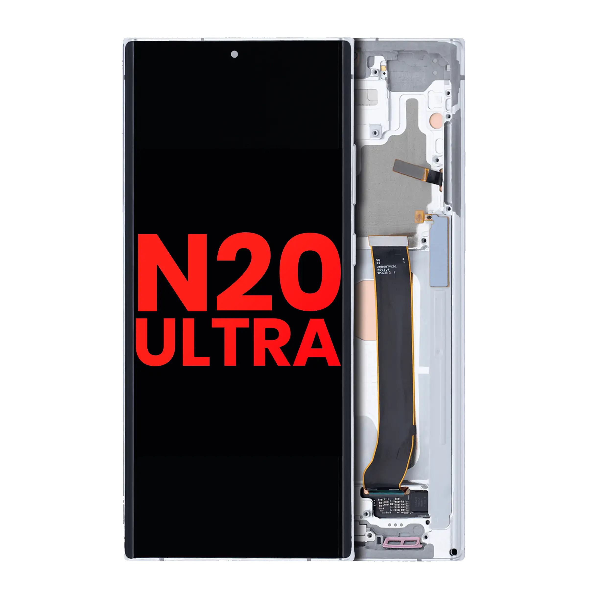 Oled Assembly With Frame Compatible For Samsung Galaxy Note 20 Ultra 5G (Aftermarket Plus) (Mystic White)