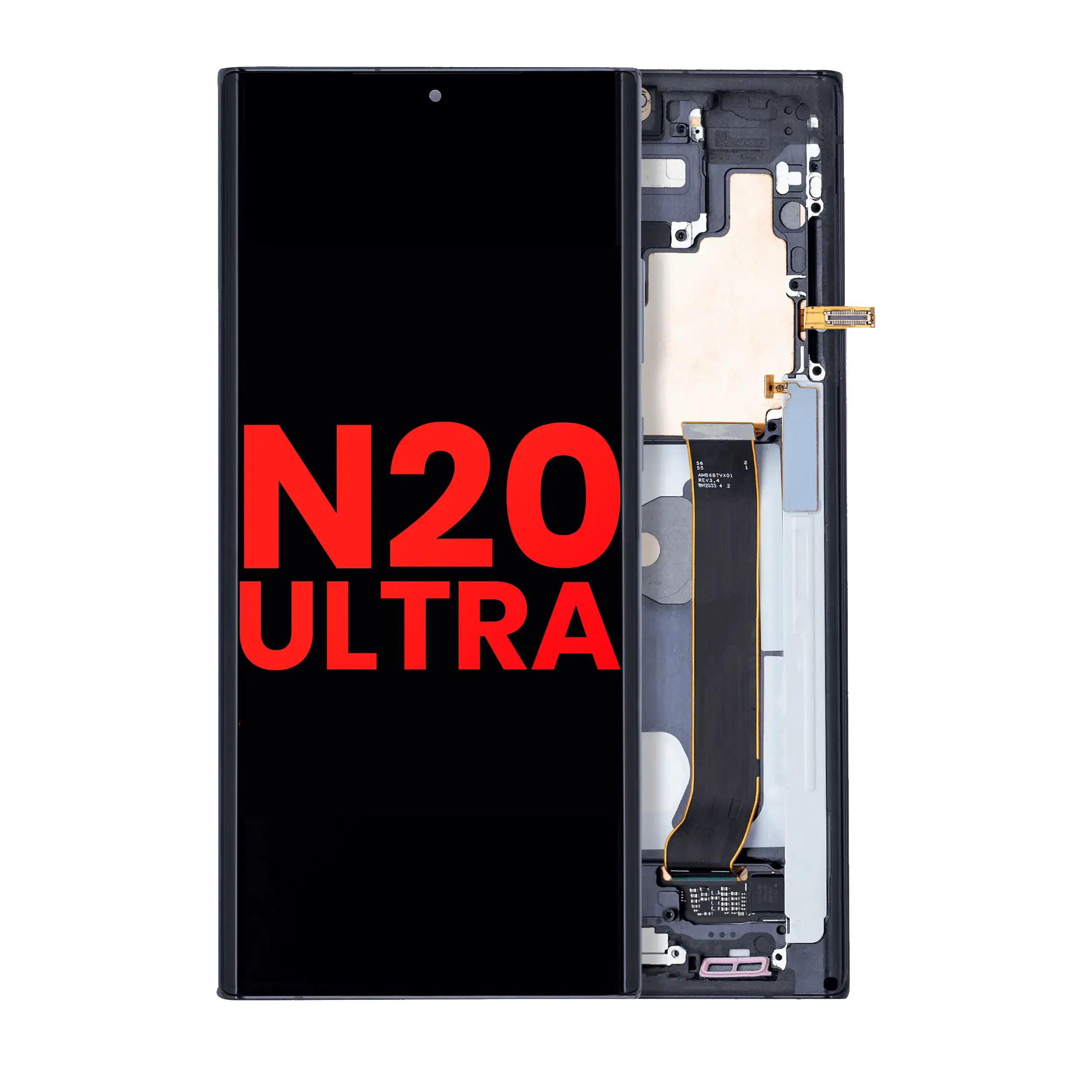 Oled Assembly With Frame Compatible For Samsung Galaxy Note 20 Ultra 5G (Aftermarket Plus) (Mystic Black)
