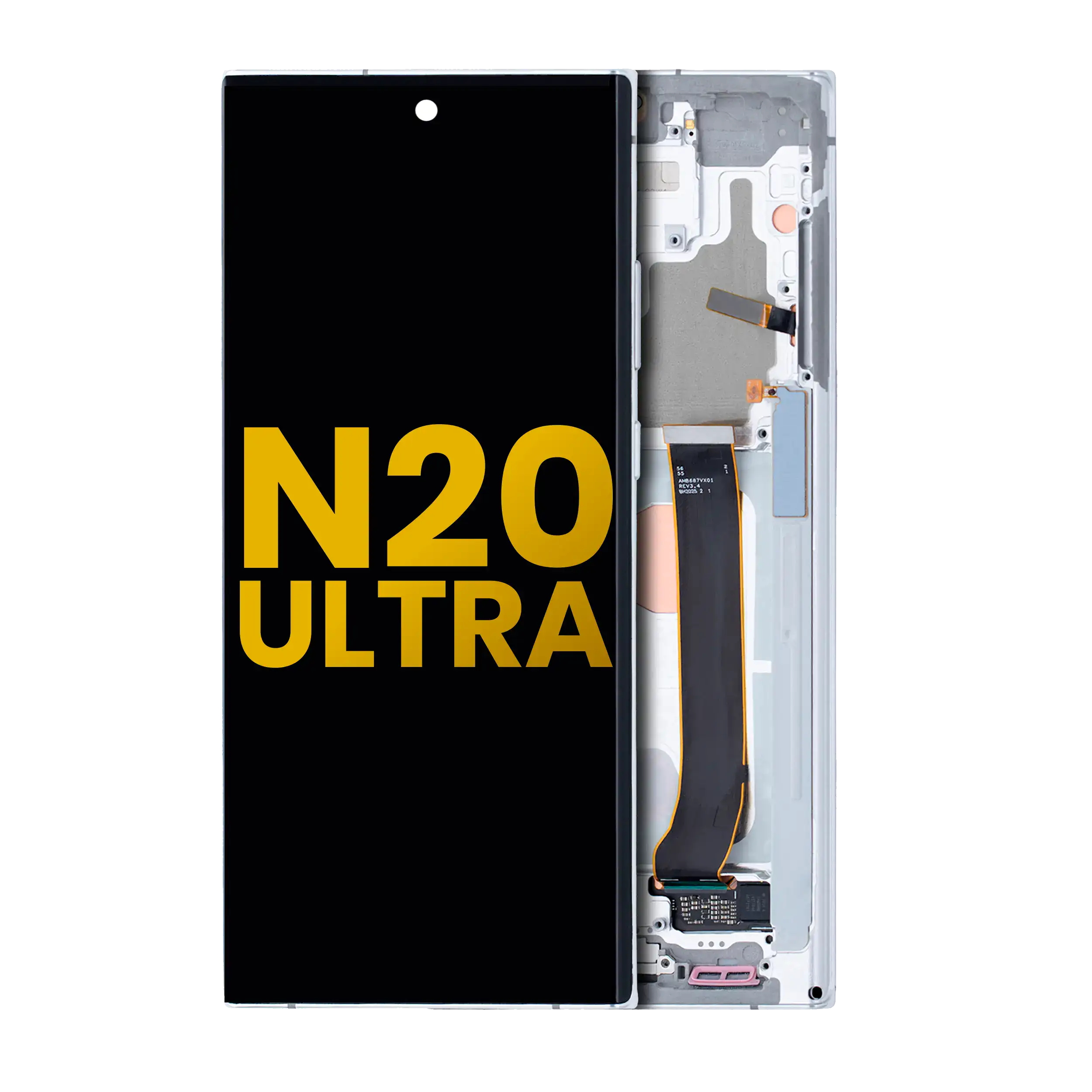 Oled Assembly With Frame Compatible For Samsung Galaxy Note 20 Ultra 5G (Refurbished) (Mystic White)