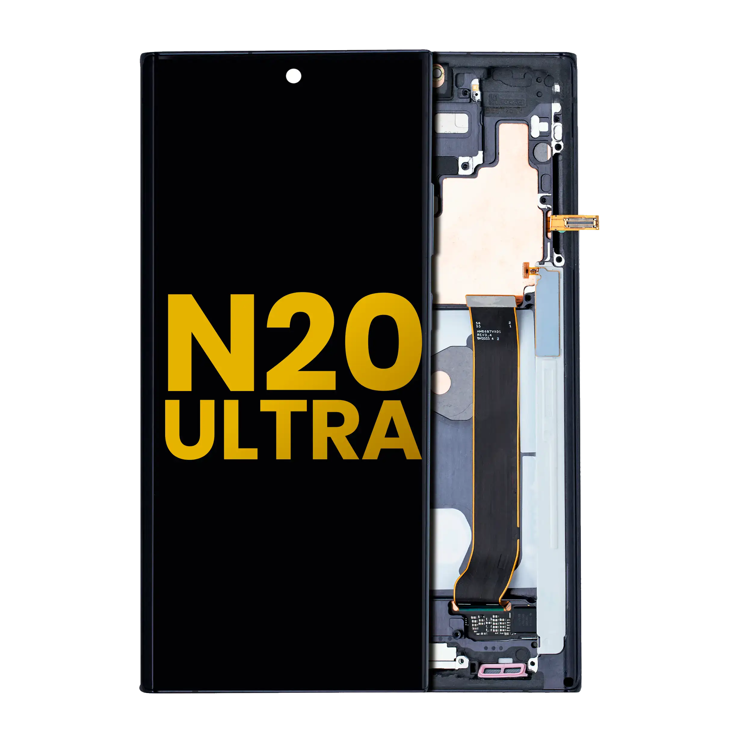 Oled Assembly With Frame Compatible For Samsung Galaxy Note 20 Ultra 5G (Refurbished) (Mystic Black)