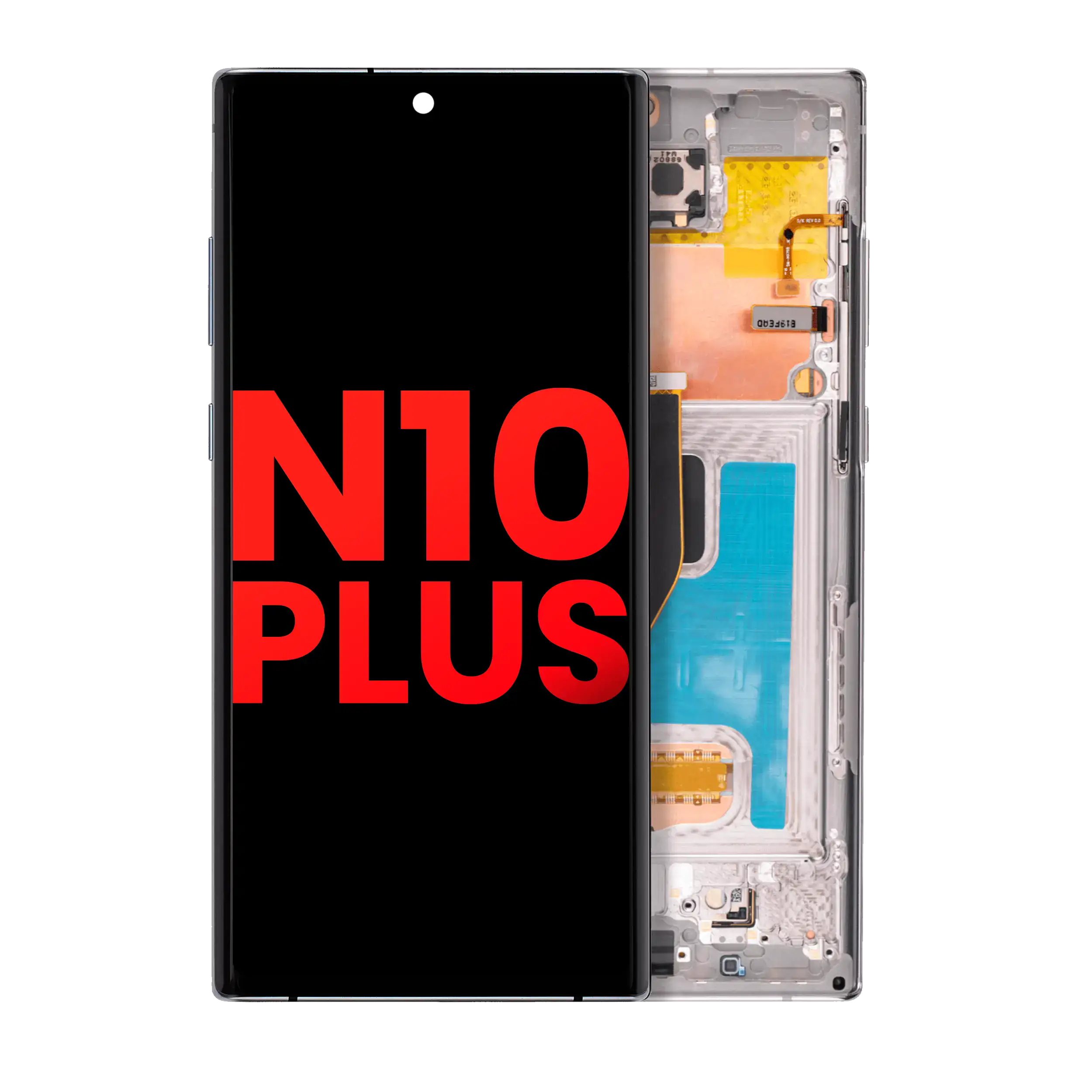 Oled Assembly With Frame Compatible For Samsung Galaxy Note 10 Plus / 5G (Aftermarket Plus) (Aura Glow / Silver)