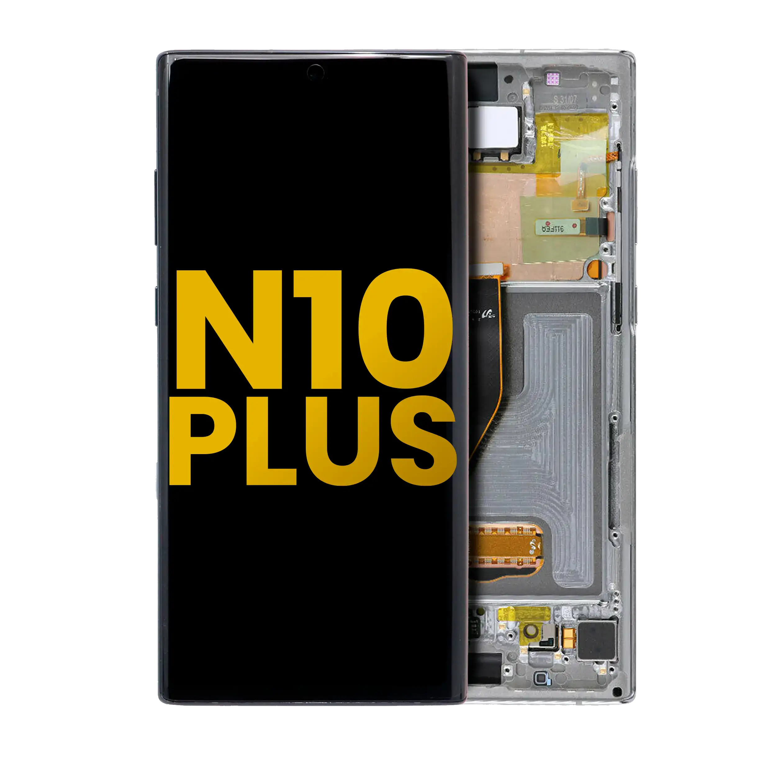 Oled Assembly With Frame Compatible For Samsung Galaxy Note 10 Plus / 5G (Refurbished) (Aura Glow / Silver)